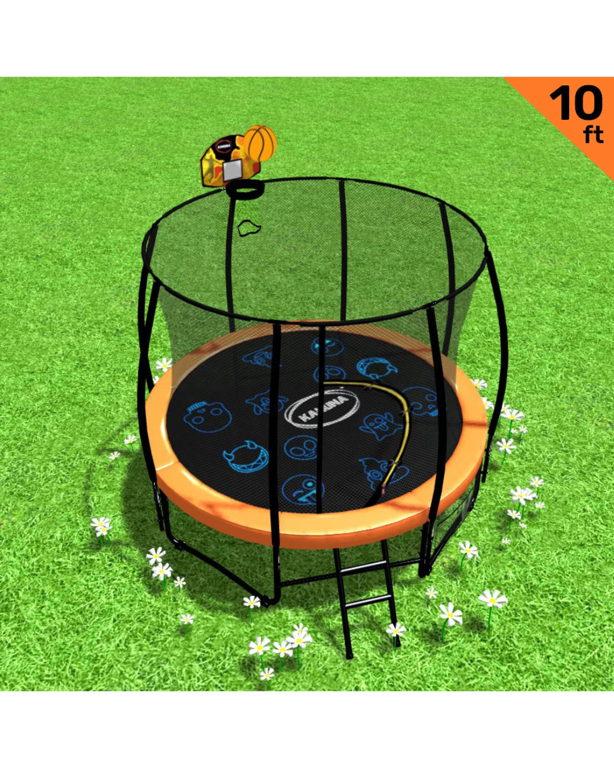 2 Kahuna Pro 10 ft Trampoline with Mat, Reversible Pad, Basketball Set, 2 of 9