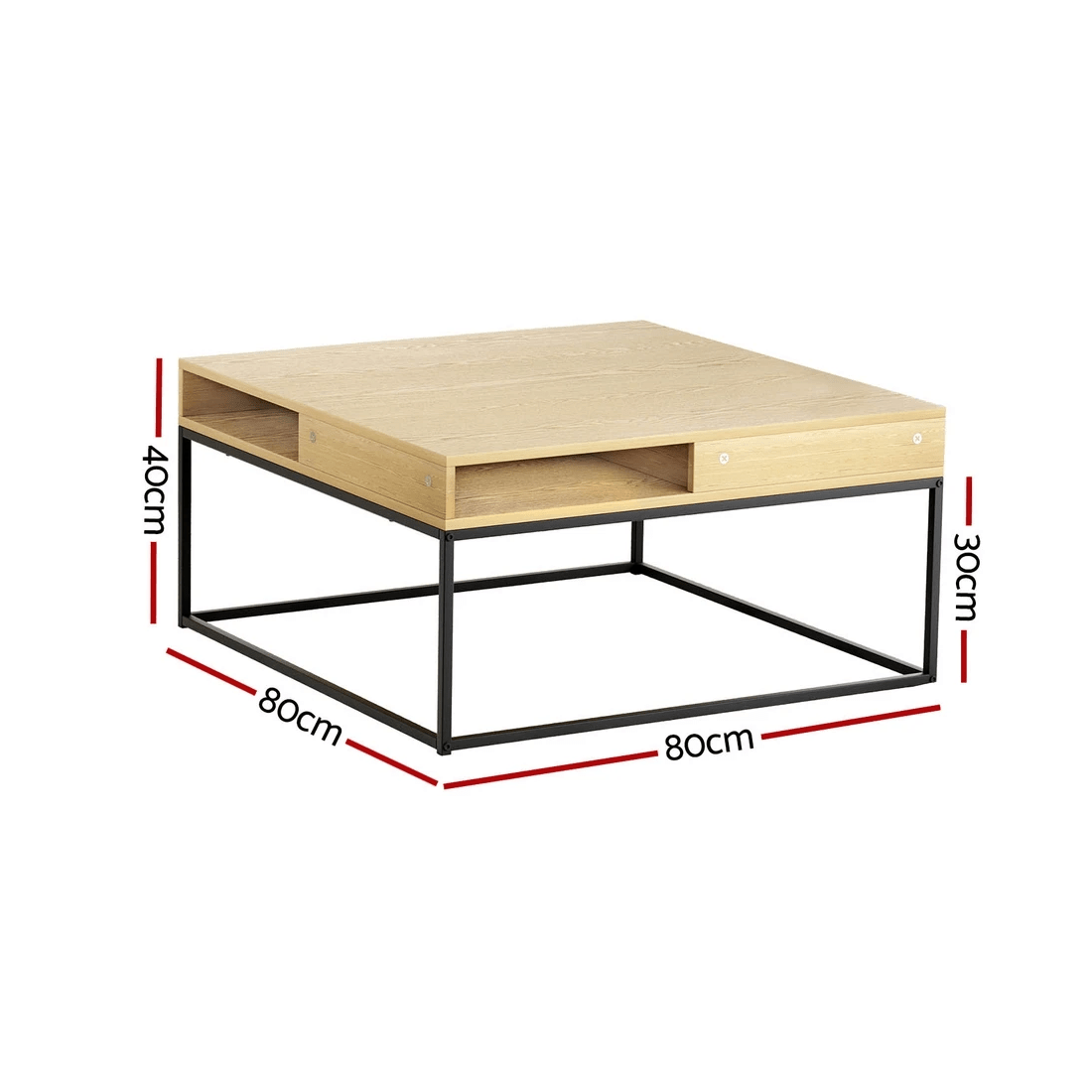 2 Artiss Coffee Table Storage Shelf Metal Frame - Natural, 2 of 6