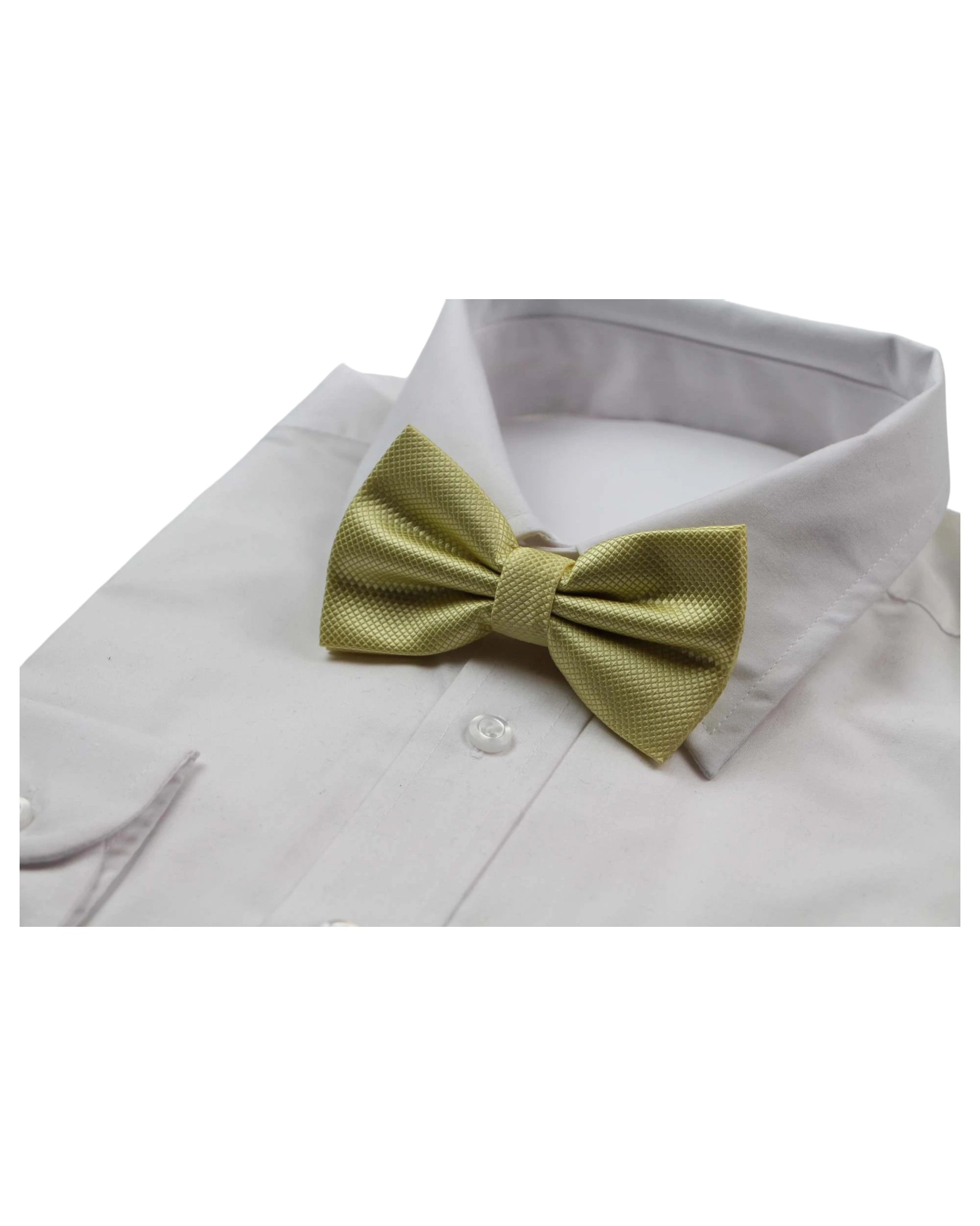 1 Zasel Mens Honey Yellow Plain Coloured Checkered Bow Tie - Yellow, 1 of 5