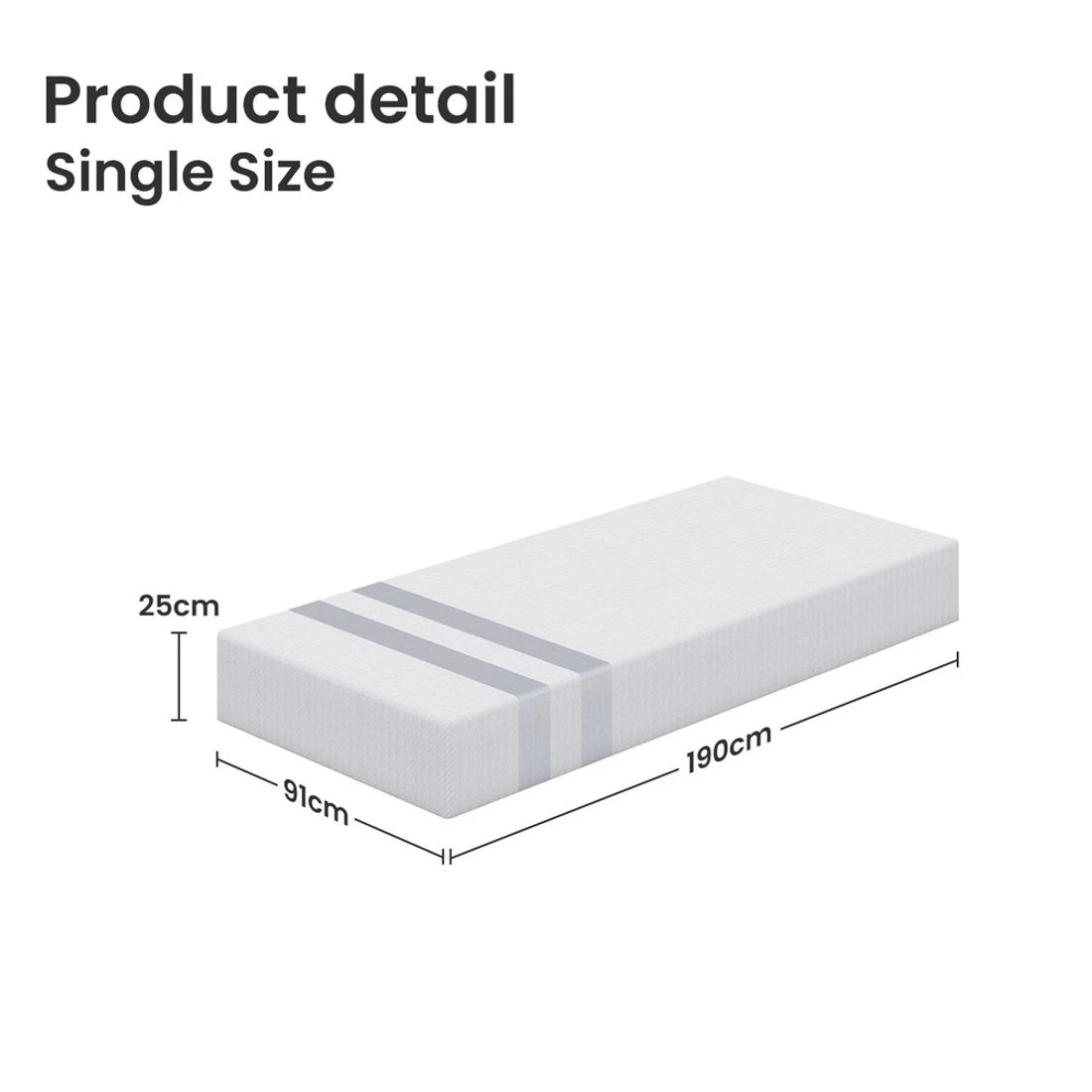 3 BedStory Single Memory Foam Mattress 25cm Cooling Gel Foam Mattress in a Box Medium Feel - Single Bed - White, 3 of 6