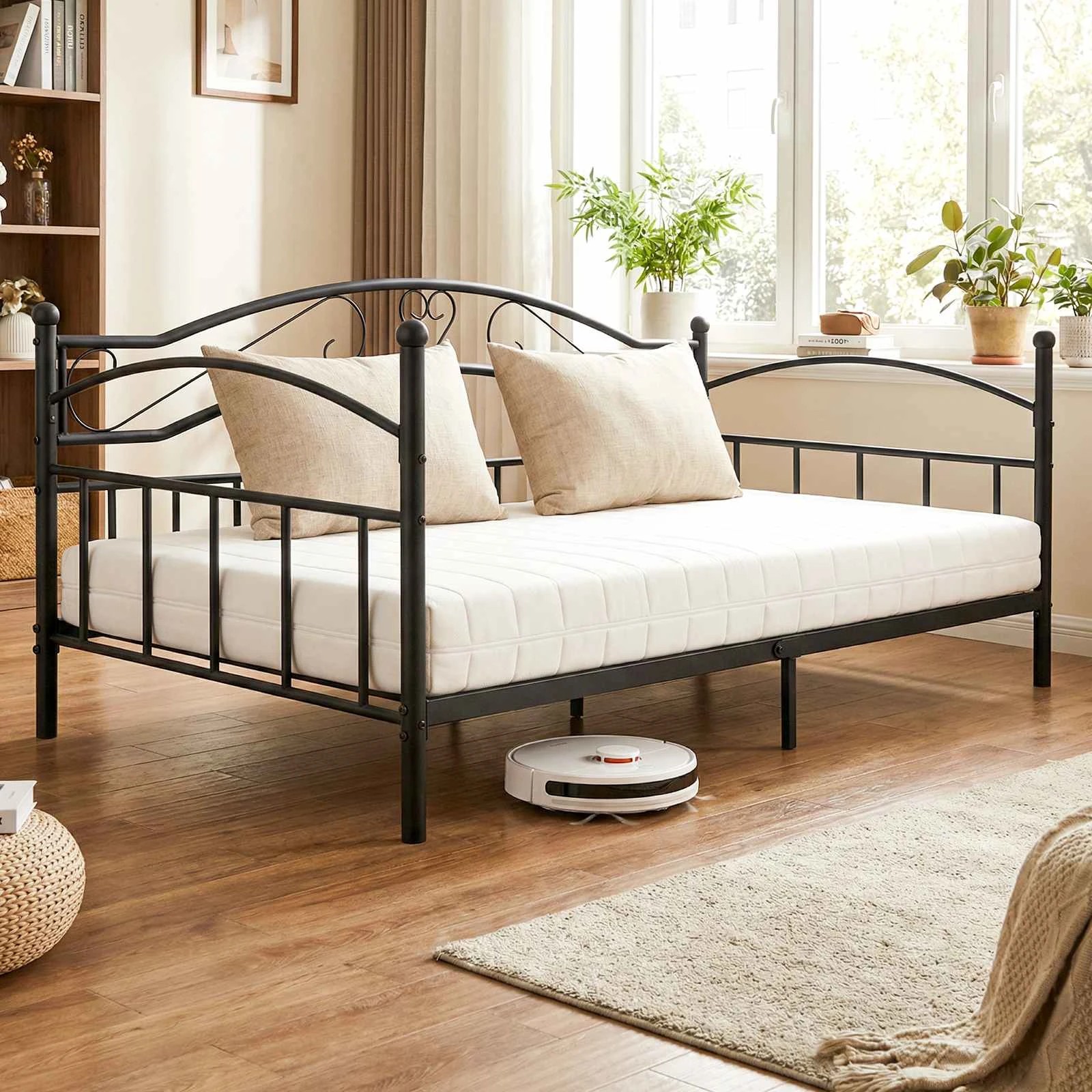 3 Costway Single Size Metal Daybed Frame Sofa Bed Base Platform Bed Mattress Foundation - Black, 3 of 4