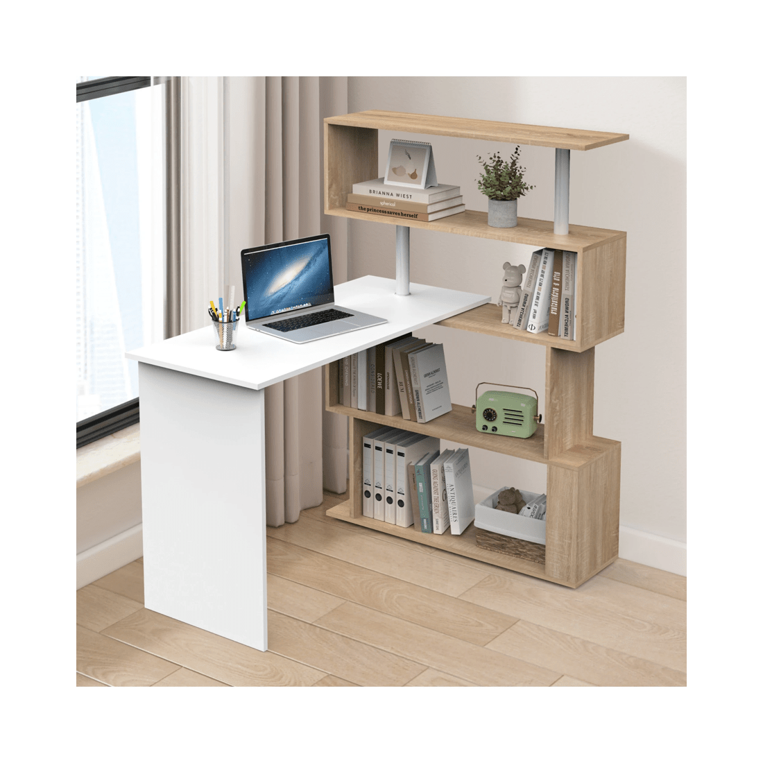5 Advwin Computer Desk 180° Rotatable Corner Shelf, 5 of 8