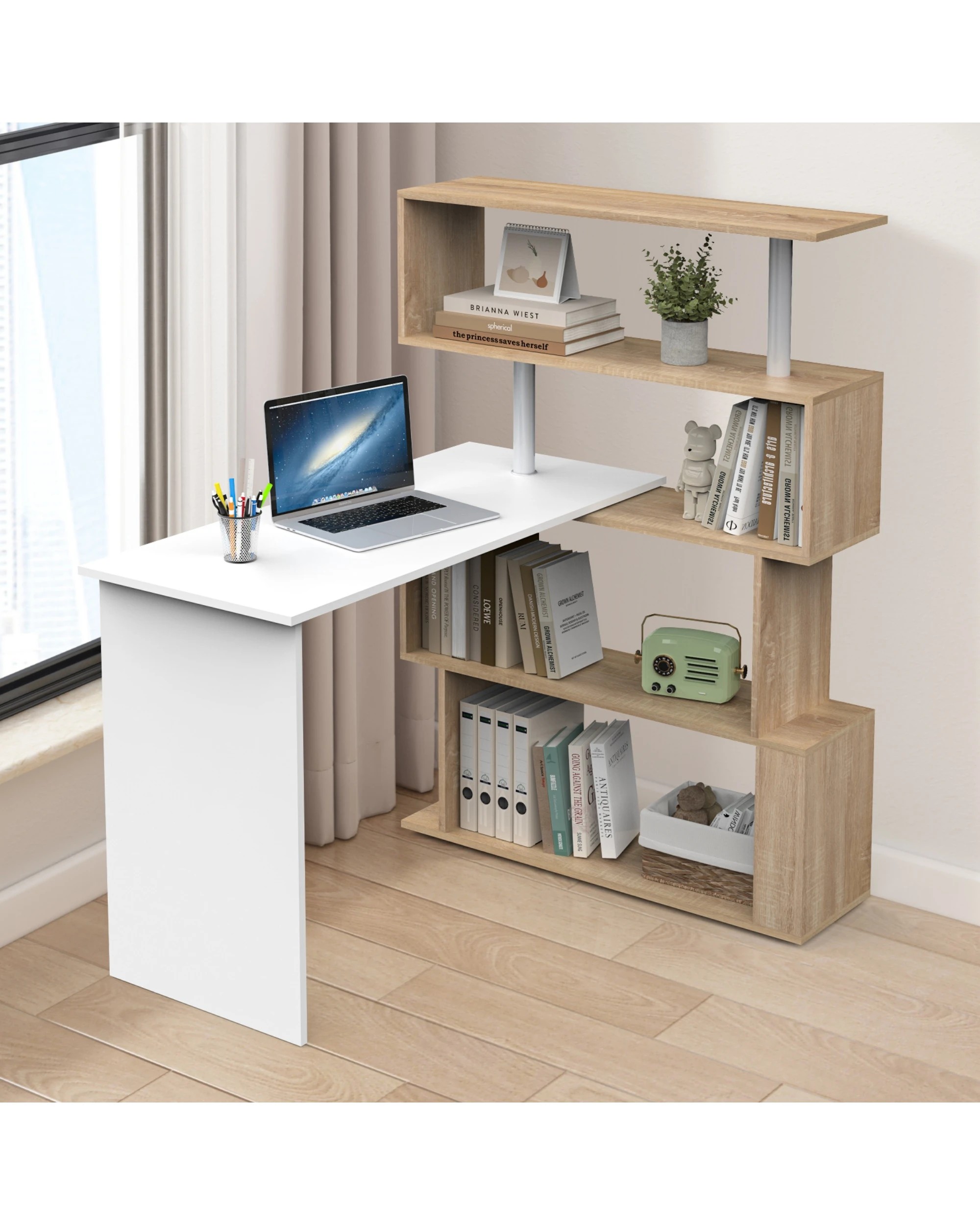 5 Advwin Computer Desk 180° Rotatable Corner Shelf, 5 of 8