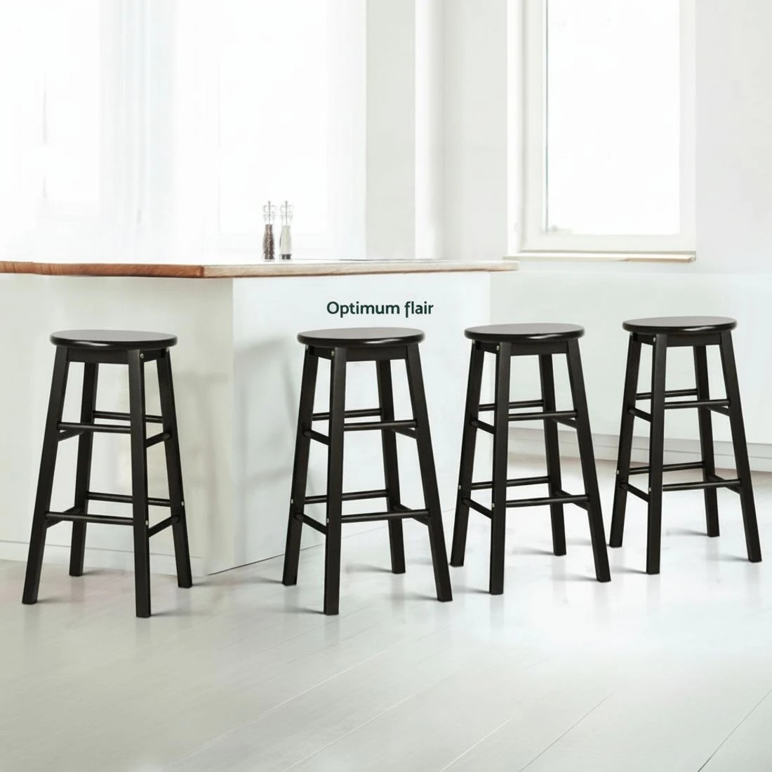 4 Artiss 4x Bar Stools Round Chairs - Black, 4 of 4