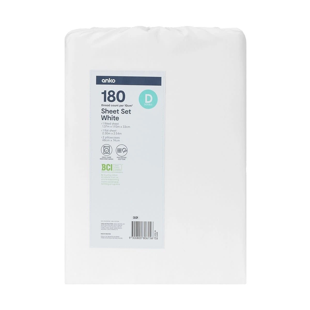 7 180 Thread Count Sheet Set - Double Bed, White, 7 of 7