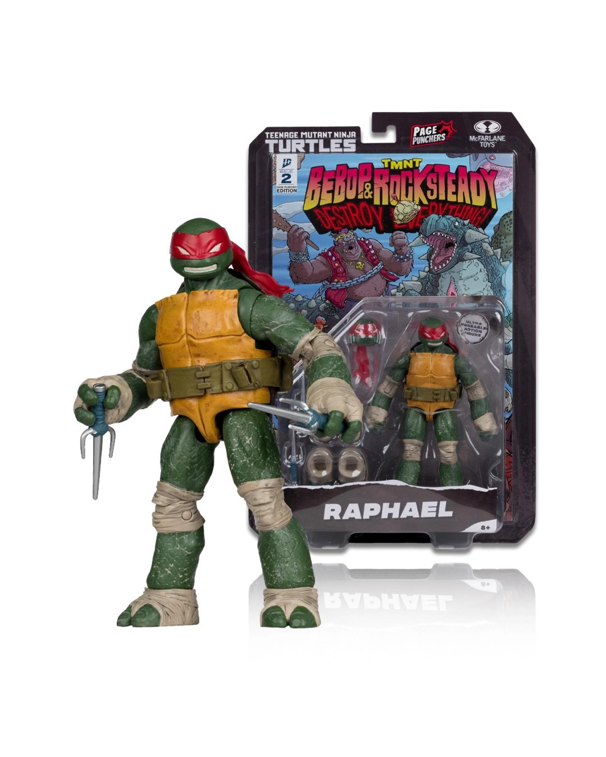 2 Teenage Mutant Ninja Turtles Bebop & Rocksteady Destroy Everything 2 Raphael 5" Figure with Comic, 2 of 9