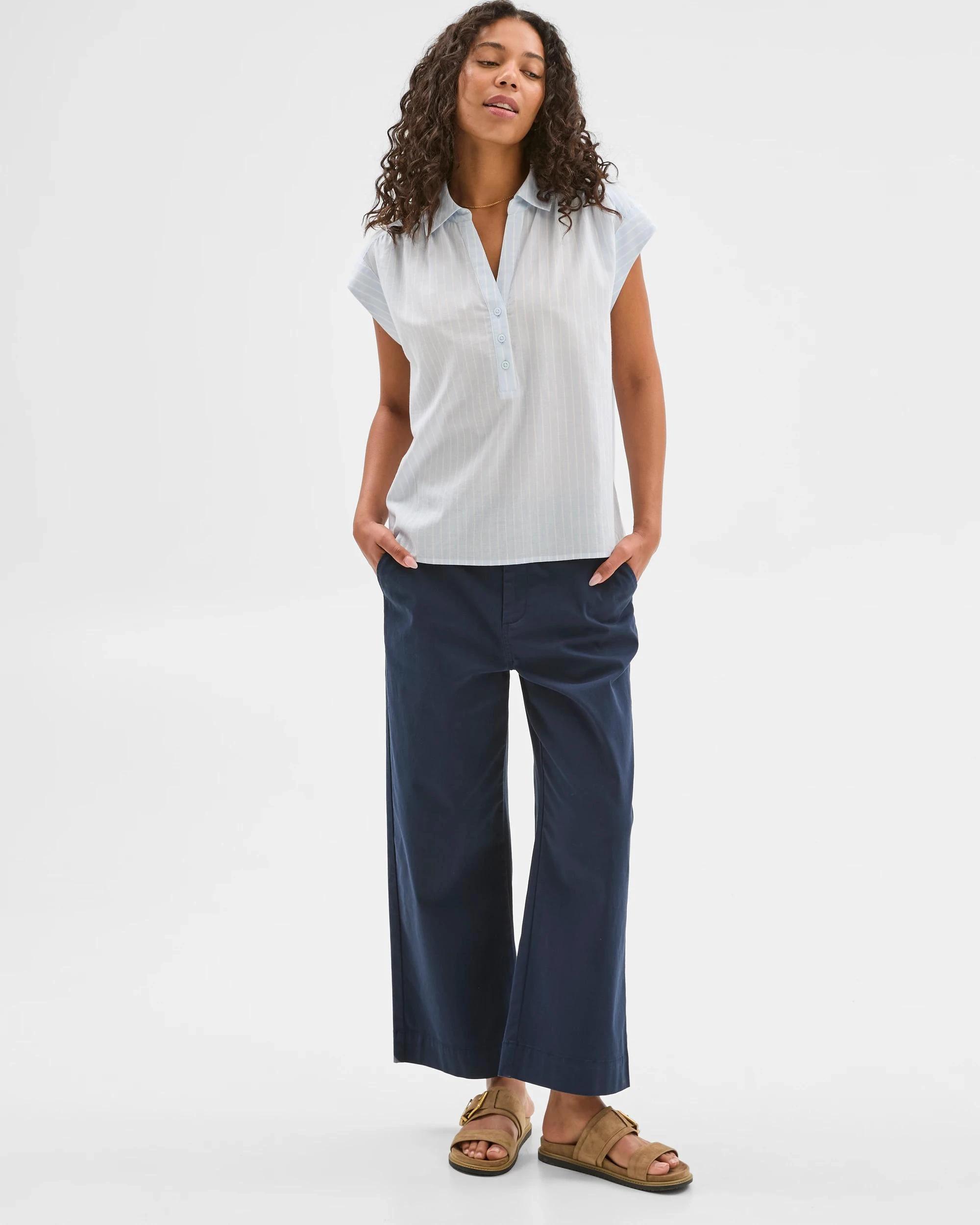 1 Target Sleeveless Popover Collared Shirt SUMMER BLUE STRIPE, 1 of 6