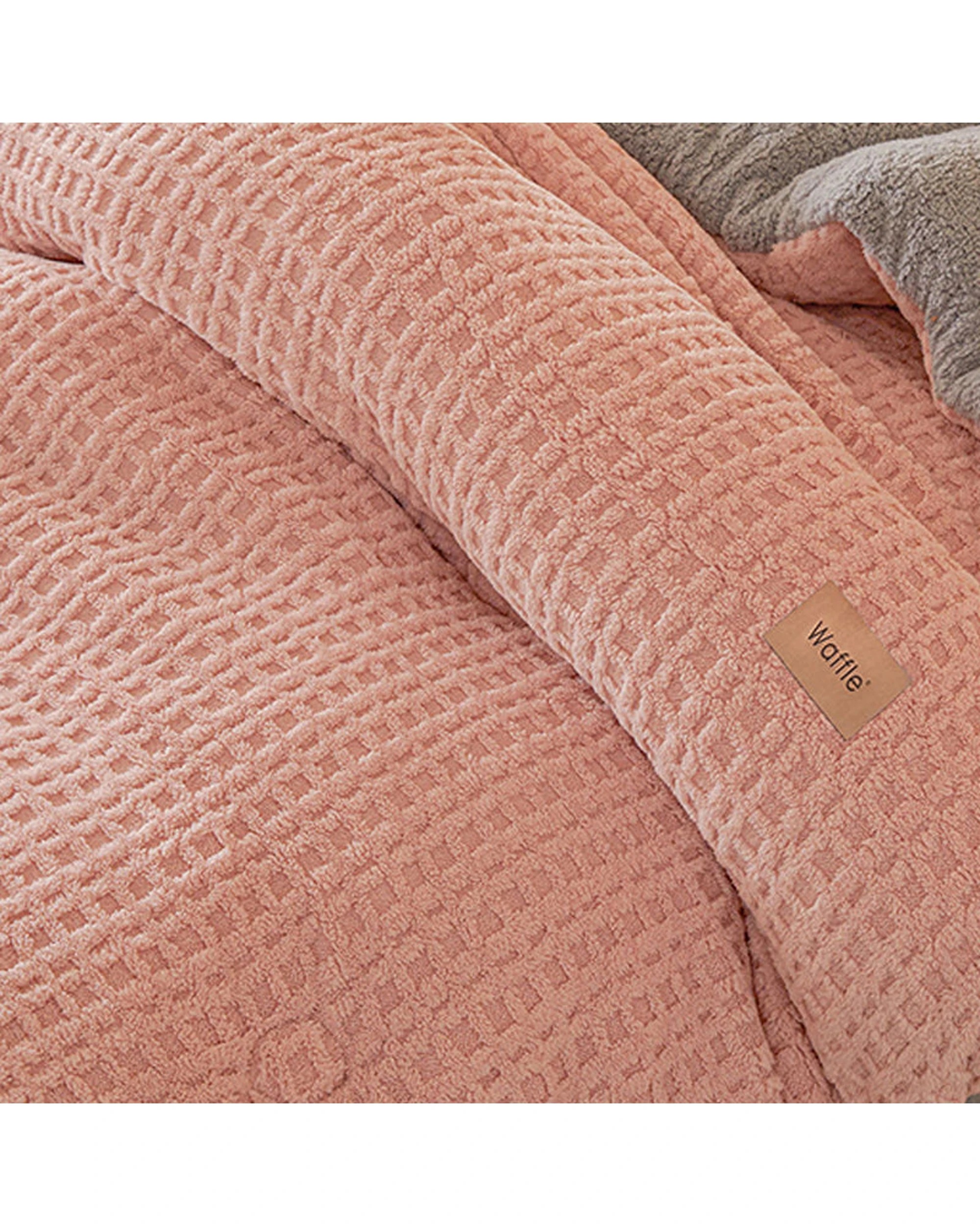 4 Cotton More Thick Warm Blanket Reversible Waffle Plush Comforter 200x230cm - Pink, 4 of 4