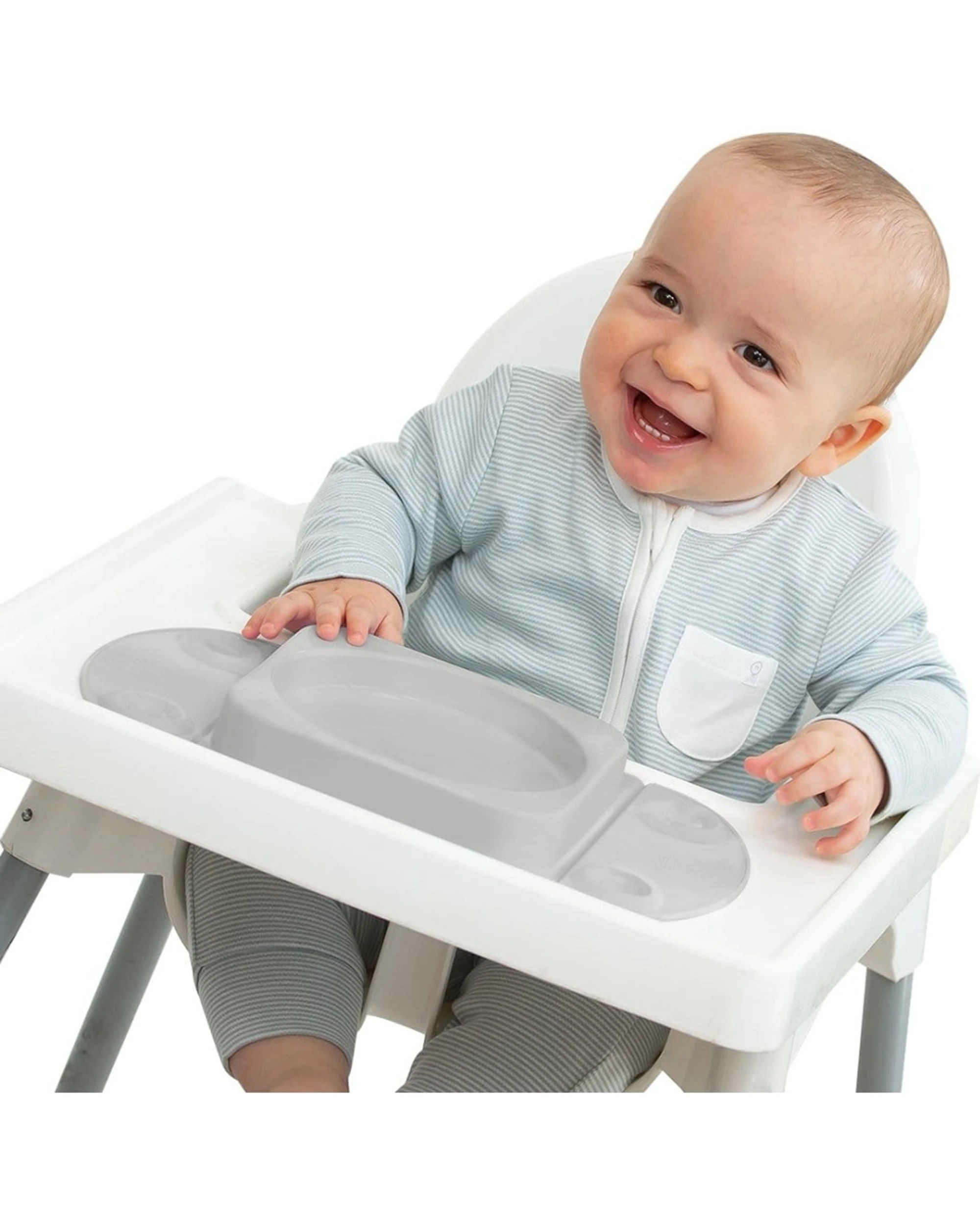 3 EasyTots Easymat MiniMax Open Baby Feeding Plate 5 Suction Points Cool - Grey, 3 of 3