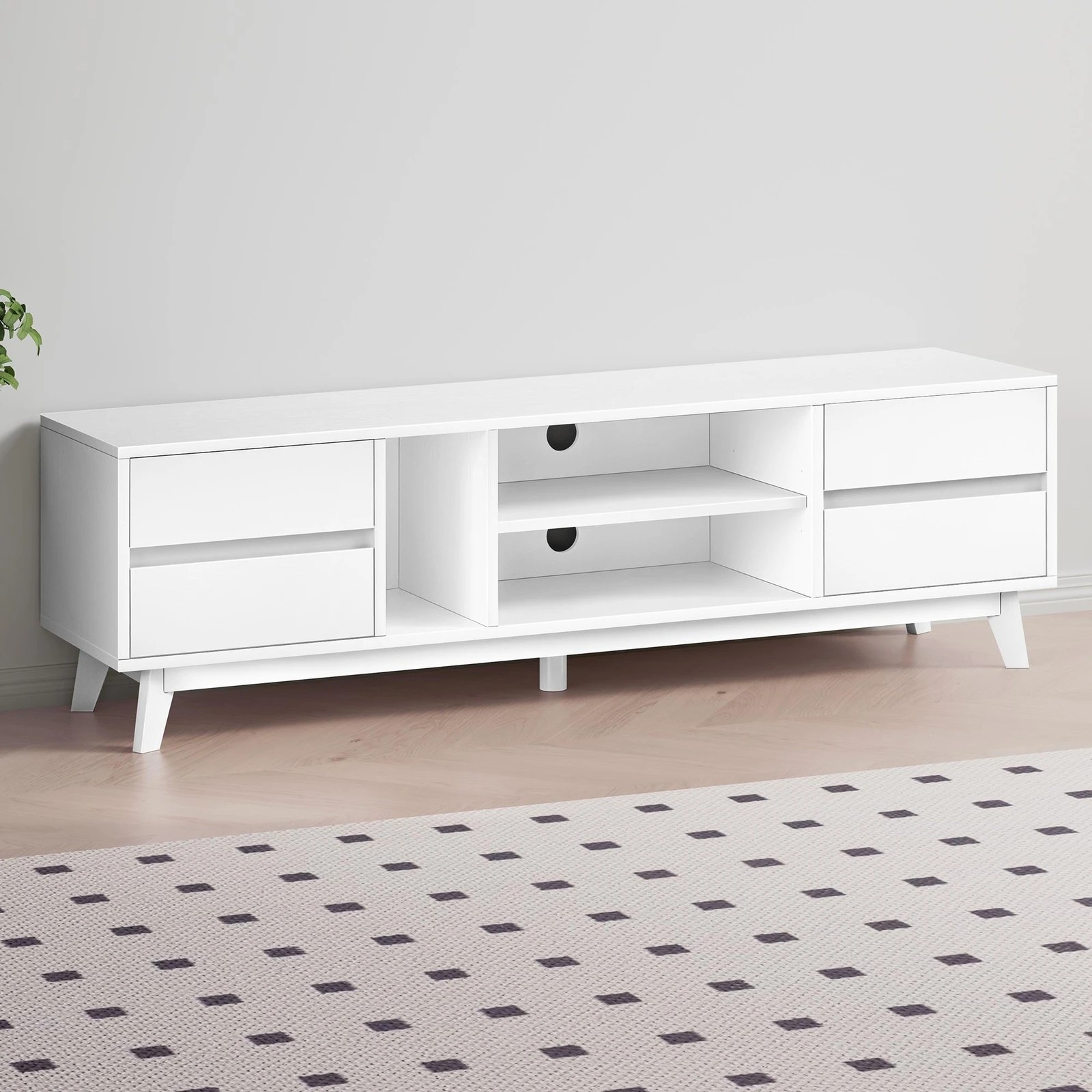 8 Alfordson Entertainment Unit TV Cabinet Stand 180cm Drawer Shelf - White, 8 of 10