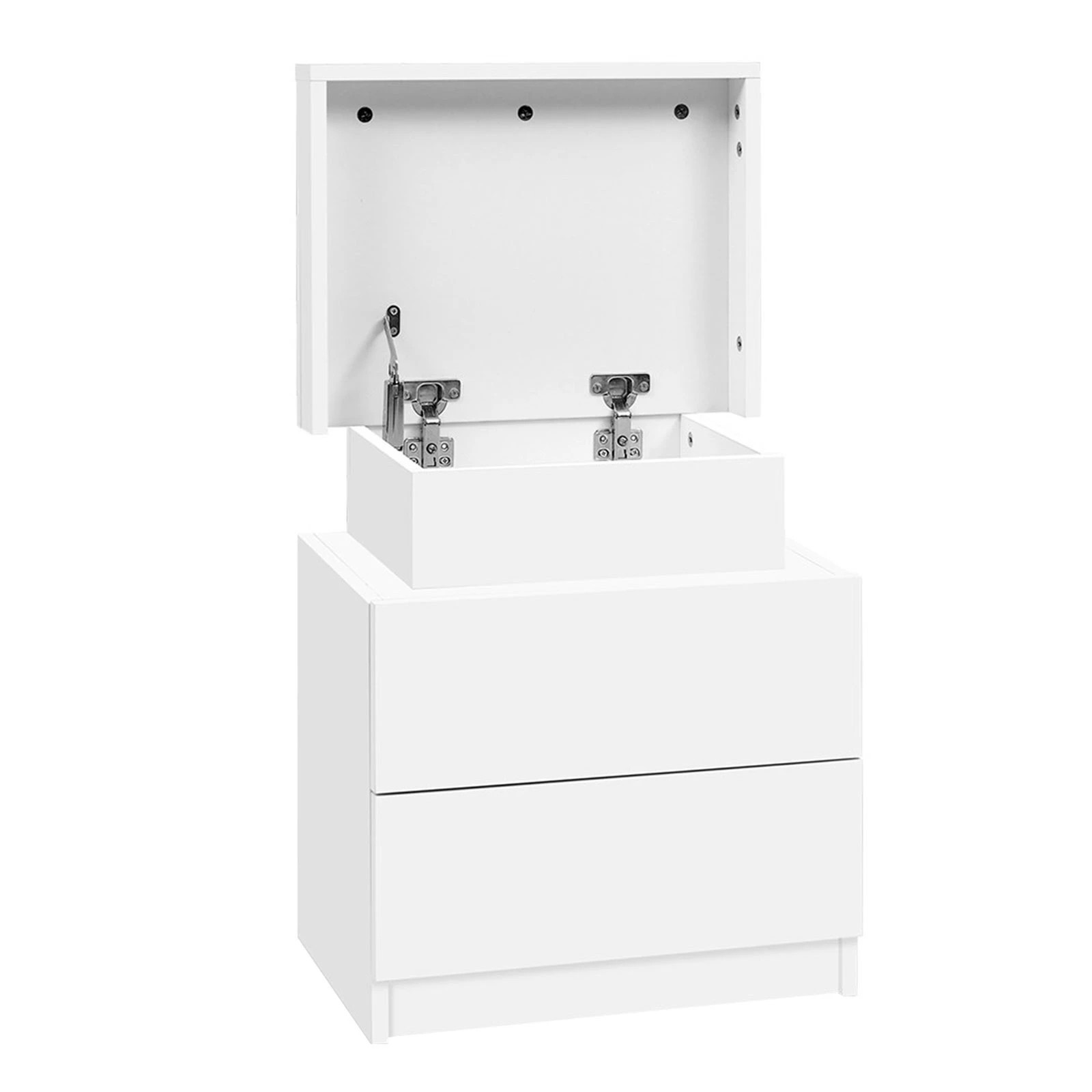 2 Artiss 2X Bedside Table 2 Drawers Lift-up Storage - White, 2 of 8