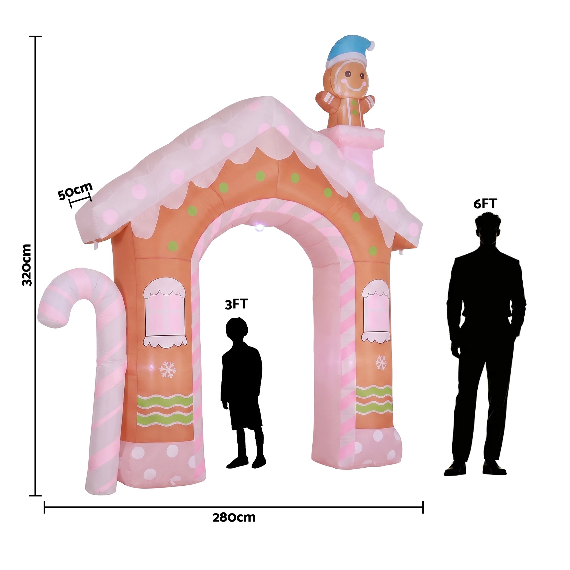 3 Jingle Jollys Christmas Inflatable Gingerbread Man Candy 3.2M Illuminated Decorations - Multi, 3 of 9