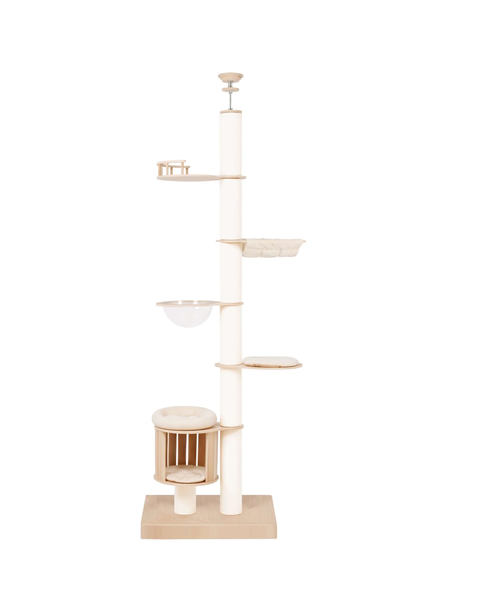 1 Advwin Cat Tree Wood Tower Scratching Floor to Ceiling, 1 of 7