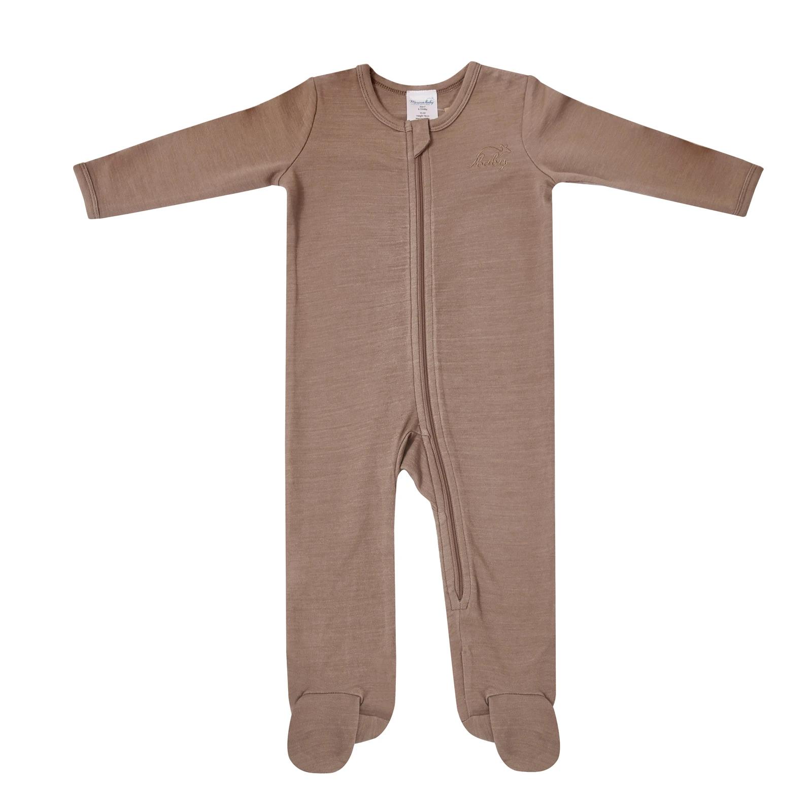 1 Merino Baby Australian Merino Wool Merino Coverall- Brown Marle BROWN MARLE, 1 of 6