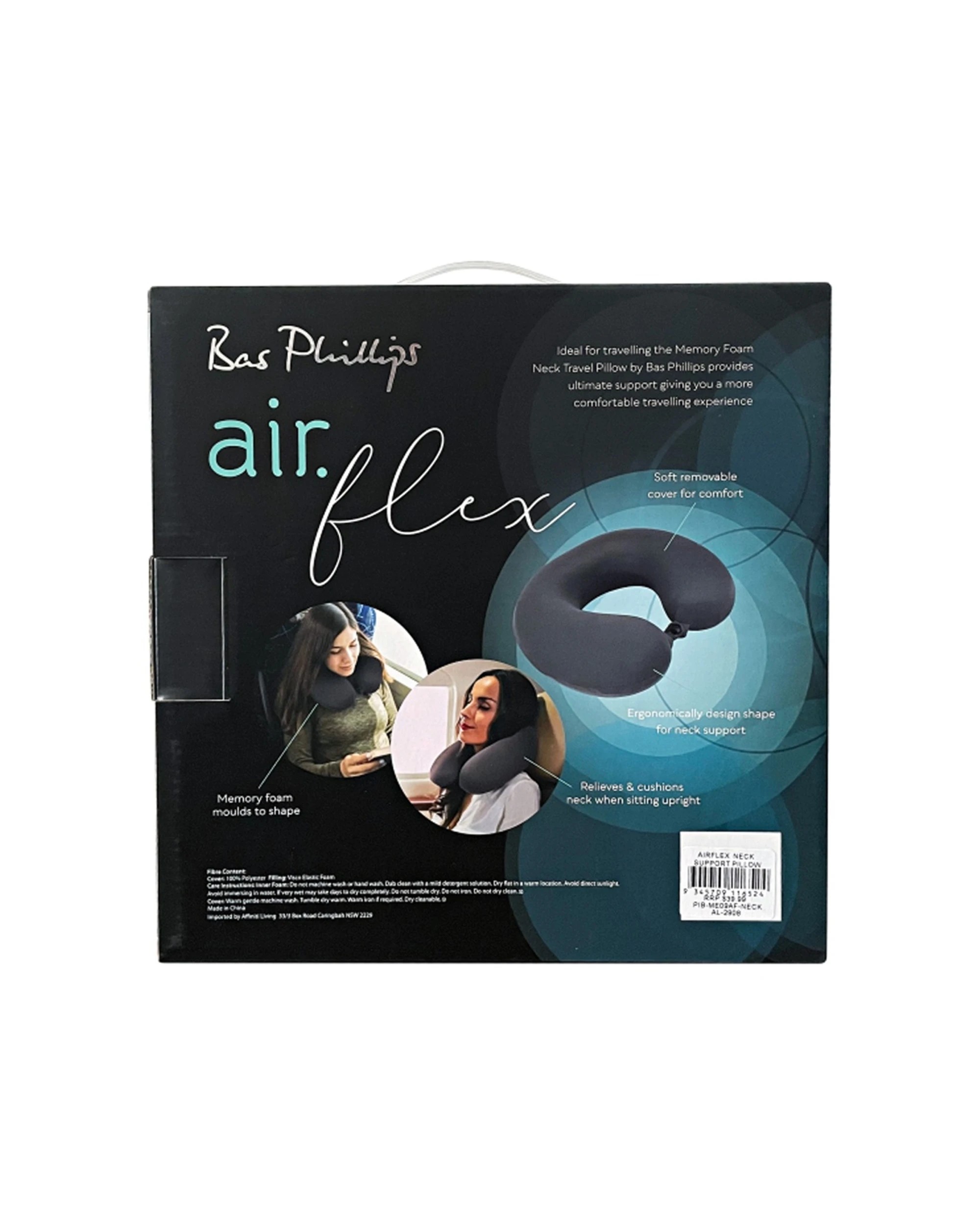 4 Bas Phillips 2PK Air Flex Memory Foam Neck Support Travel Pillow Vacuum - Charcoal, 4 of 6