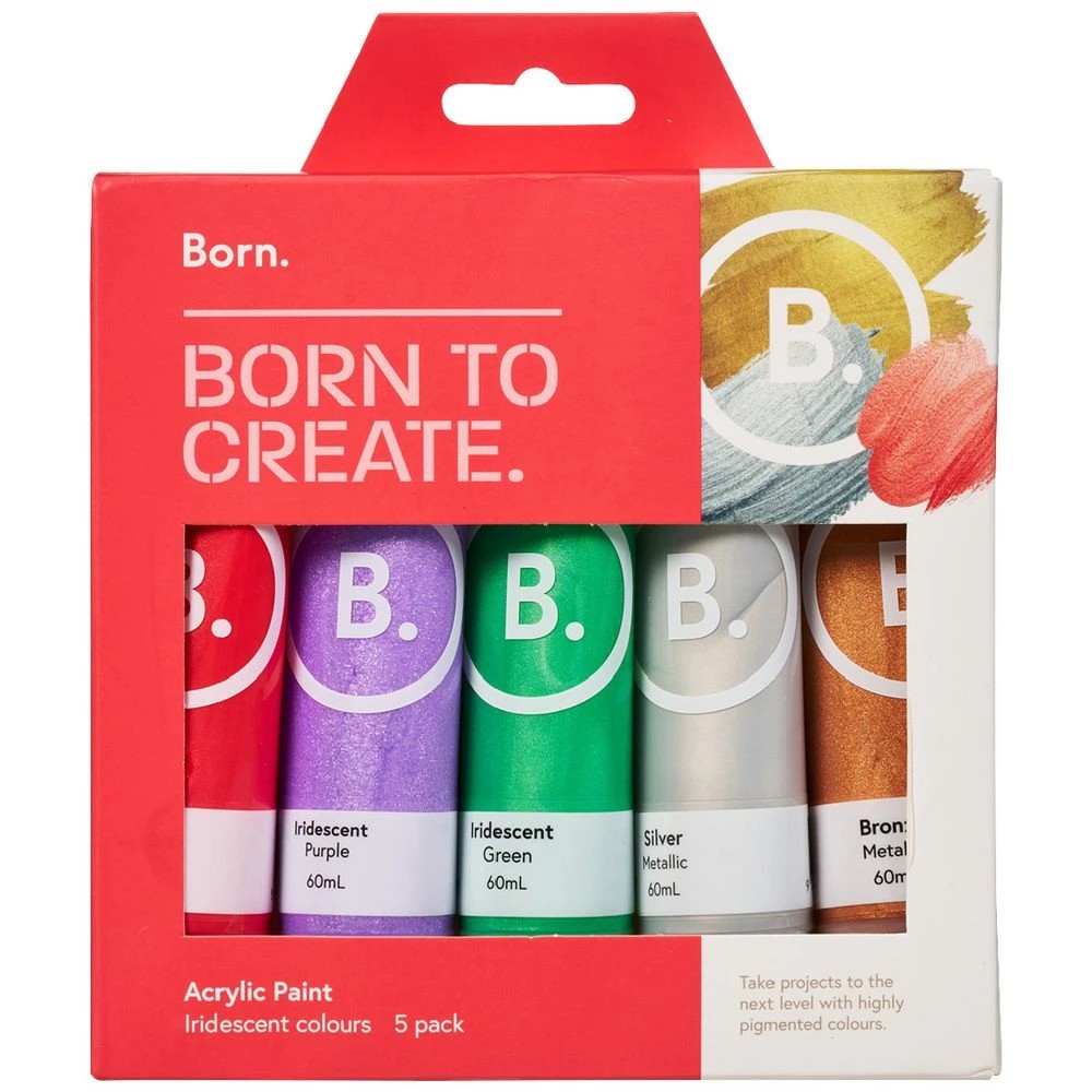 2 Born Acrylic Paints 60mL Iridescent Colours 5Pk, 2 of 4