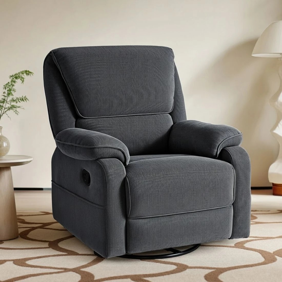 8 Artiss Rocking Recliner Chair 360 Swivel Massage Heated Reclining Chairs - Grey, 8 of 8