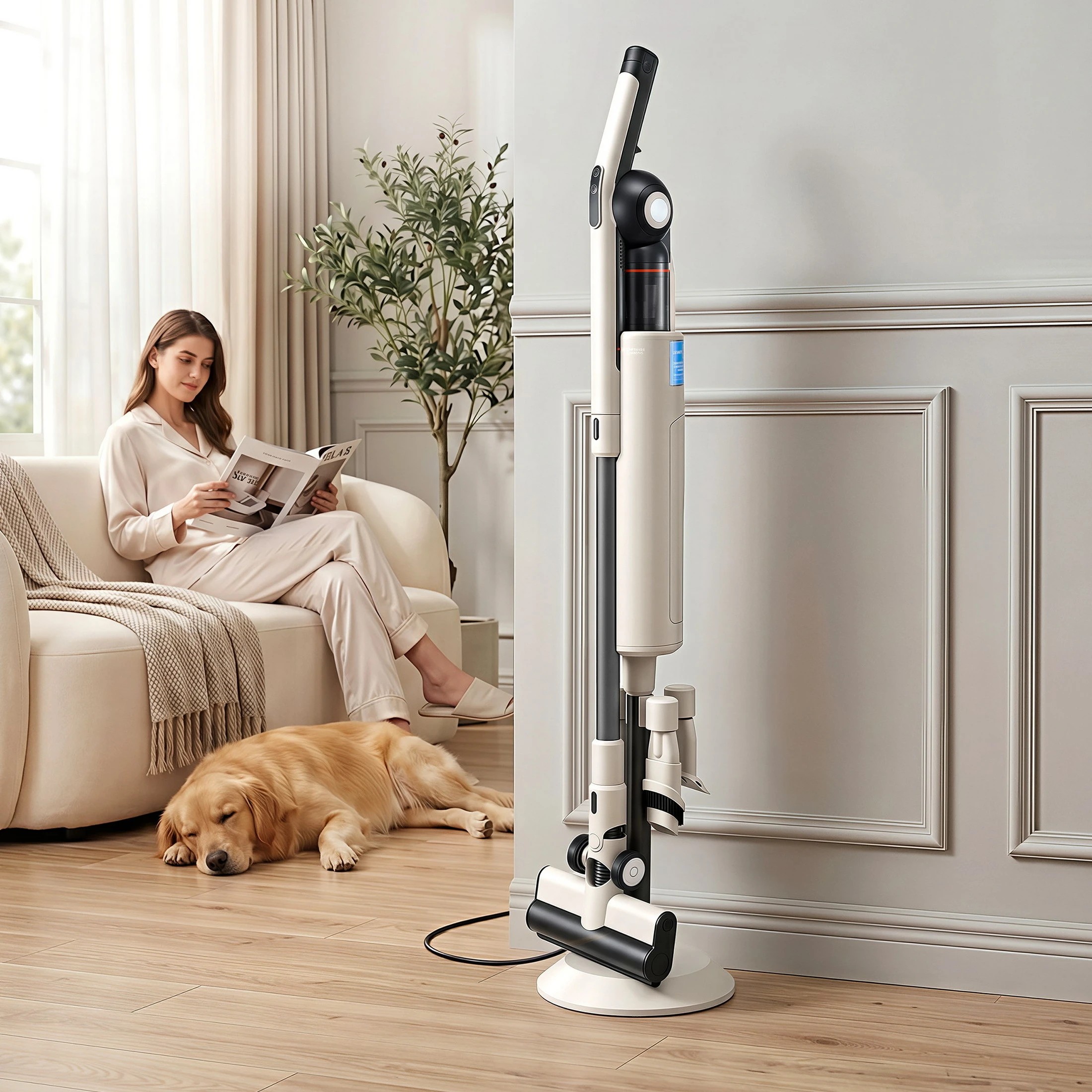 4 Devanti Cordless Vacuum Cleaner with Auto-Empty Dust Station, 18kPa Powerful Suction - Brown, 4 of 10