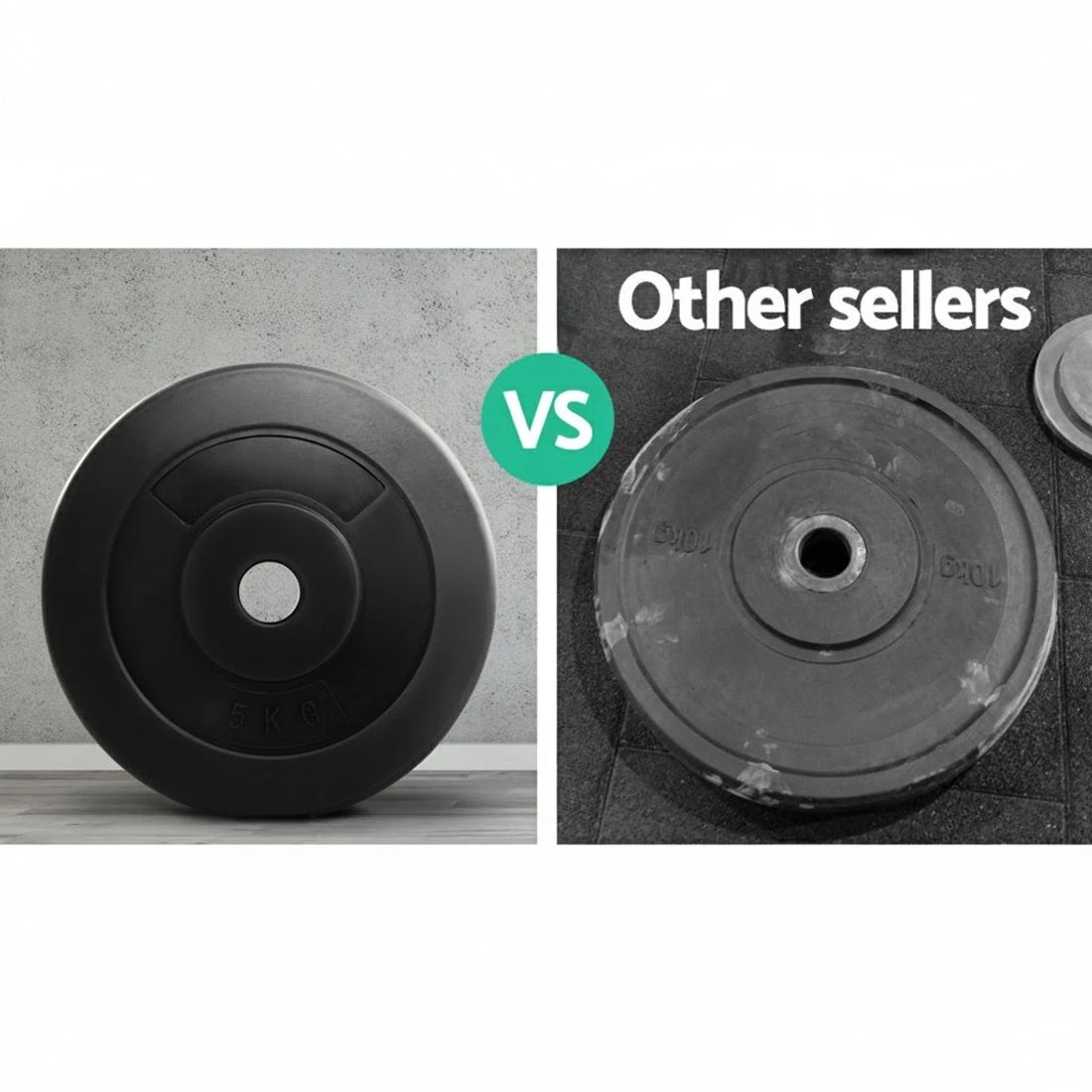 5 Everfit Weight Plates Standard 2X 5kg Barbell Plate Weight - Black, 5 of 6