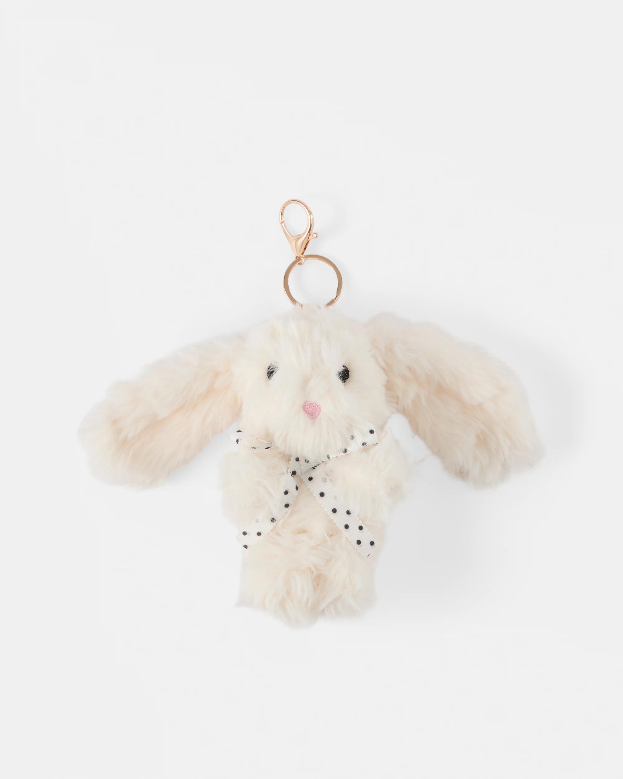 1 Fluffy Bunny Charm Keyring - White White2, 1 of 3
