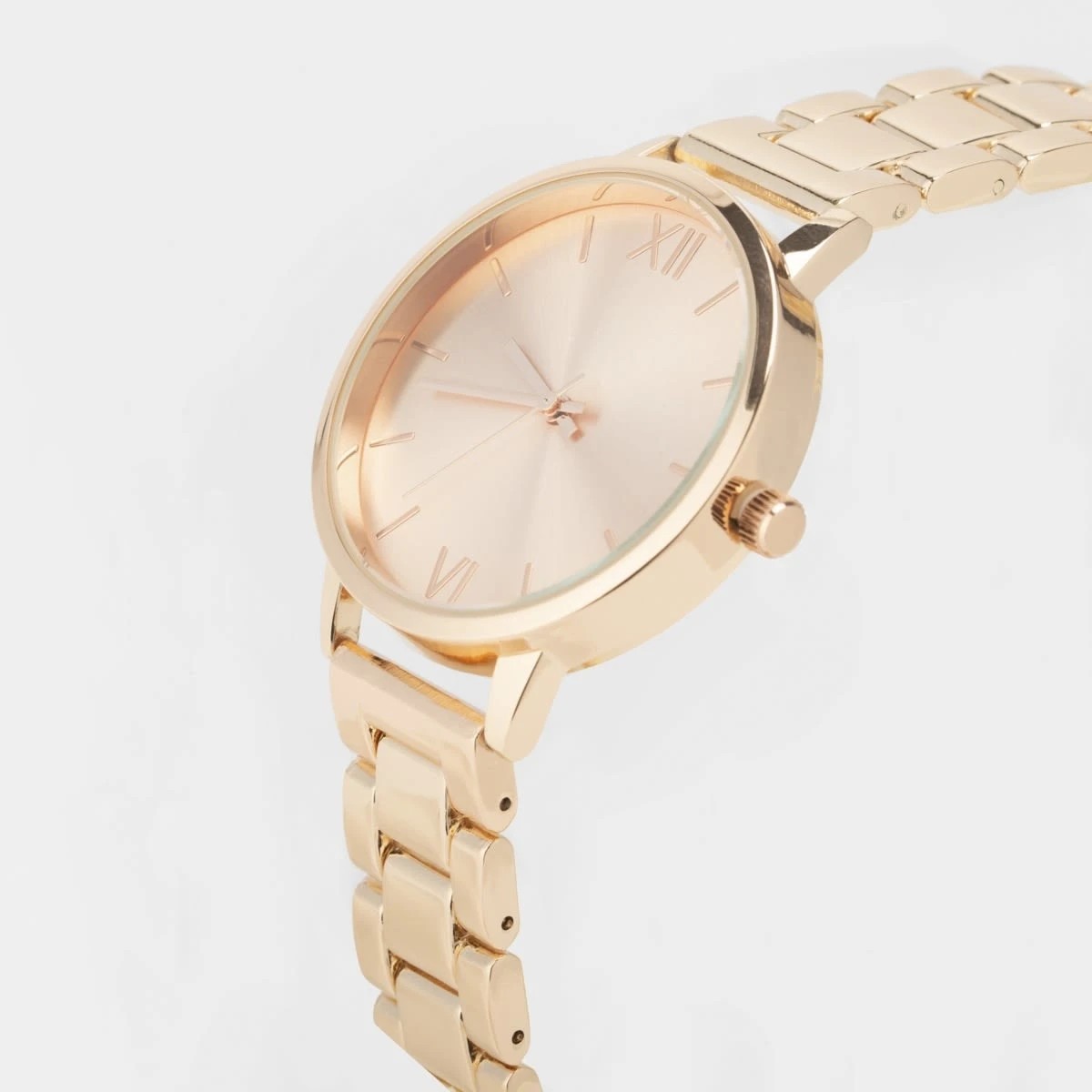 3 Womens Round Metal Link Band Watch - Rose Gold Tone, 3 of 7