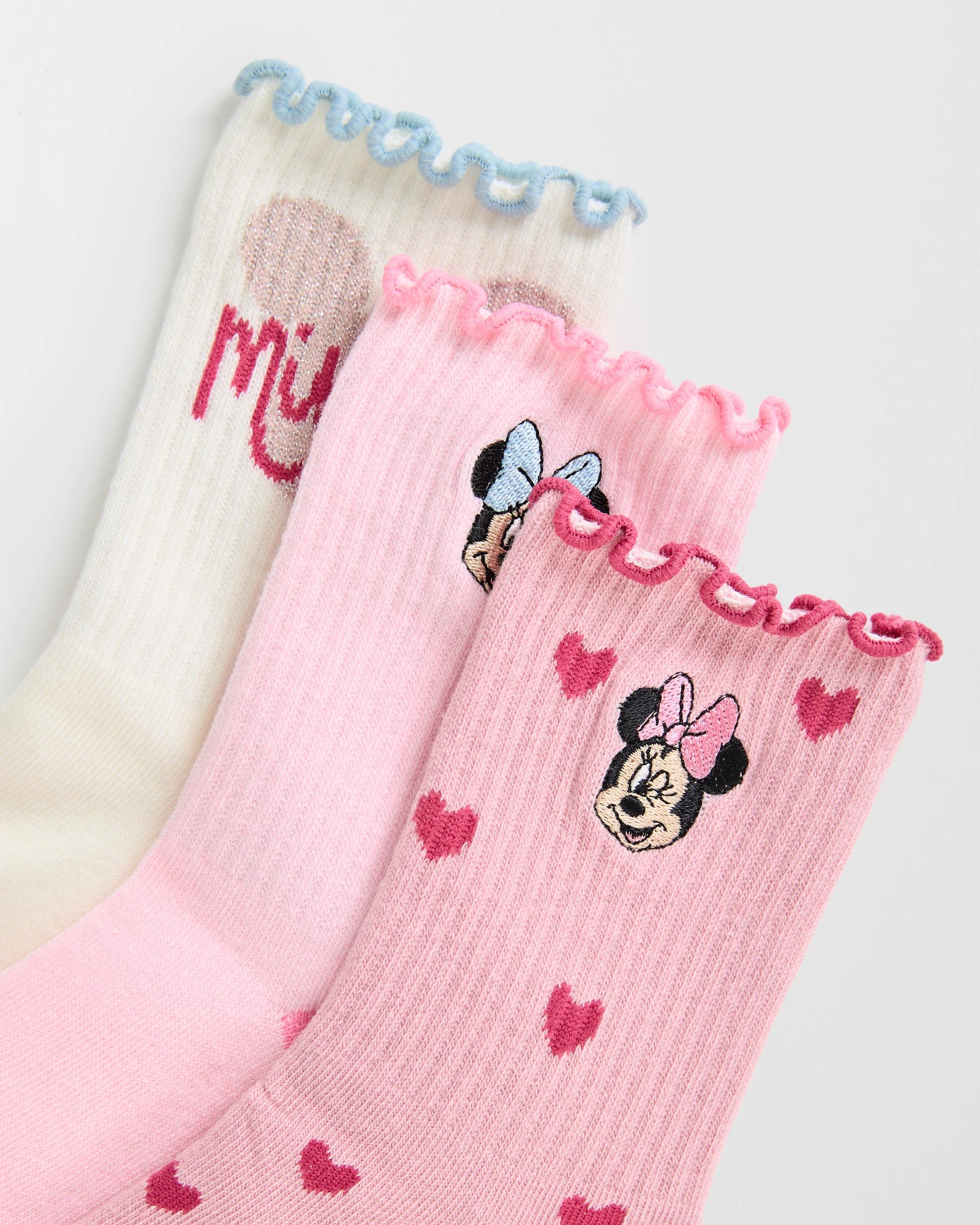 2 Disney Minnie Mouse 3 Pack Girls Crew Socks MINNIE MOUSE, 2 of 3