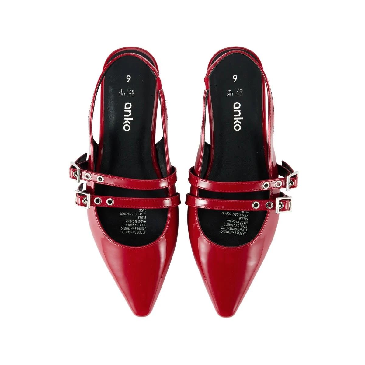 3 Slingback Two Strap Flats SPICE RED, 3 of 3