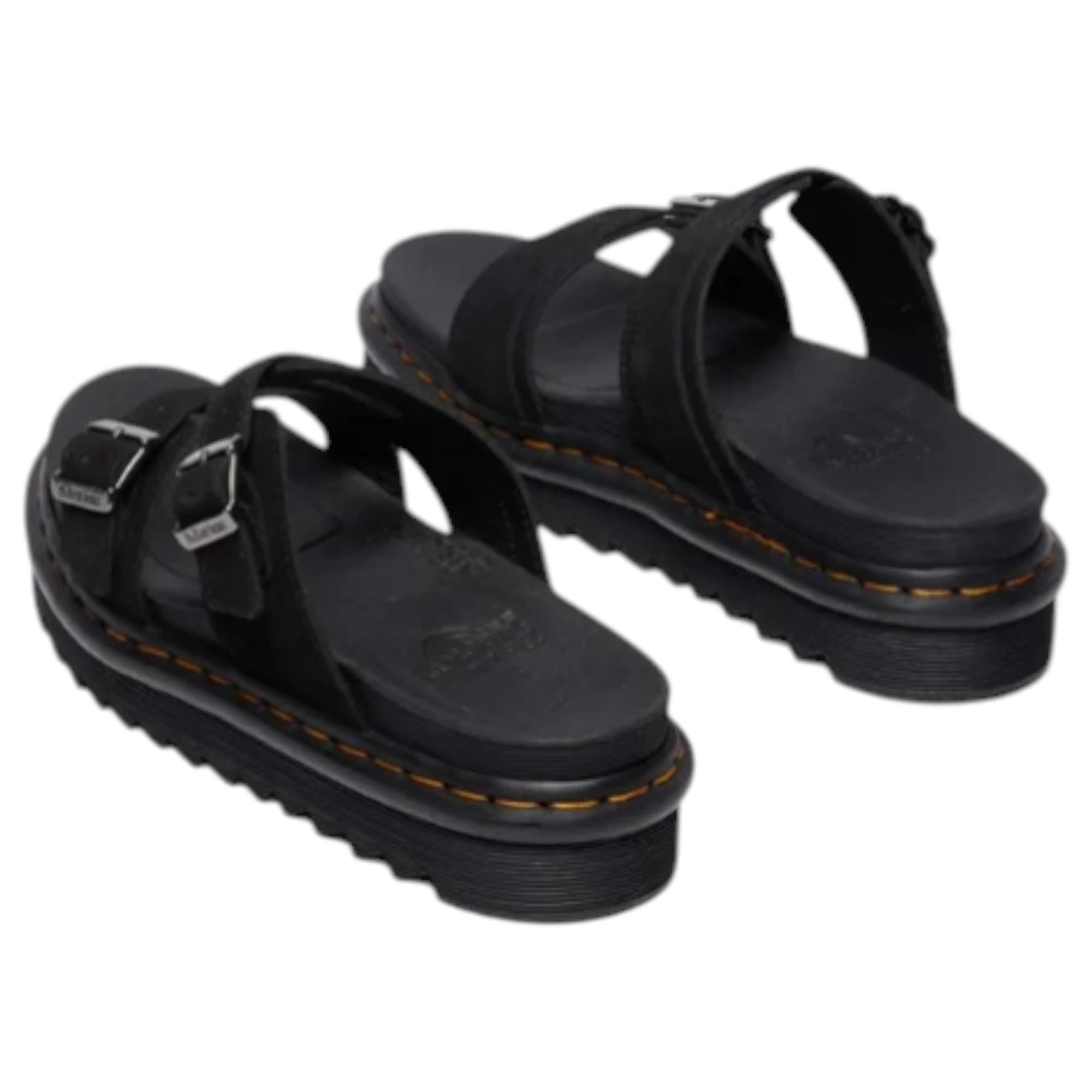 4 Dr. Martens Mens Myles Long Napped Suede Sandals Shoes BLACK, 4 of 7