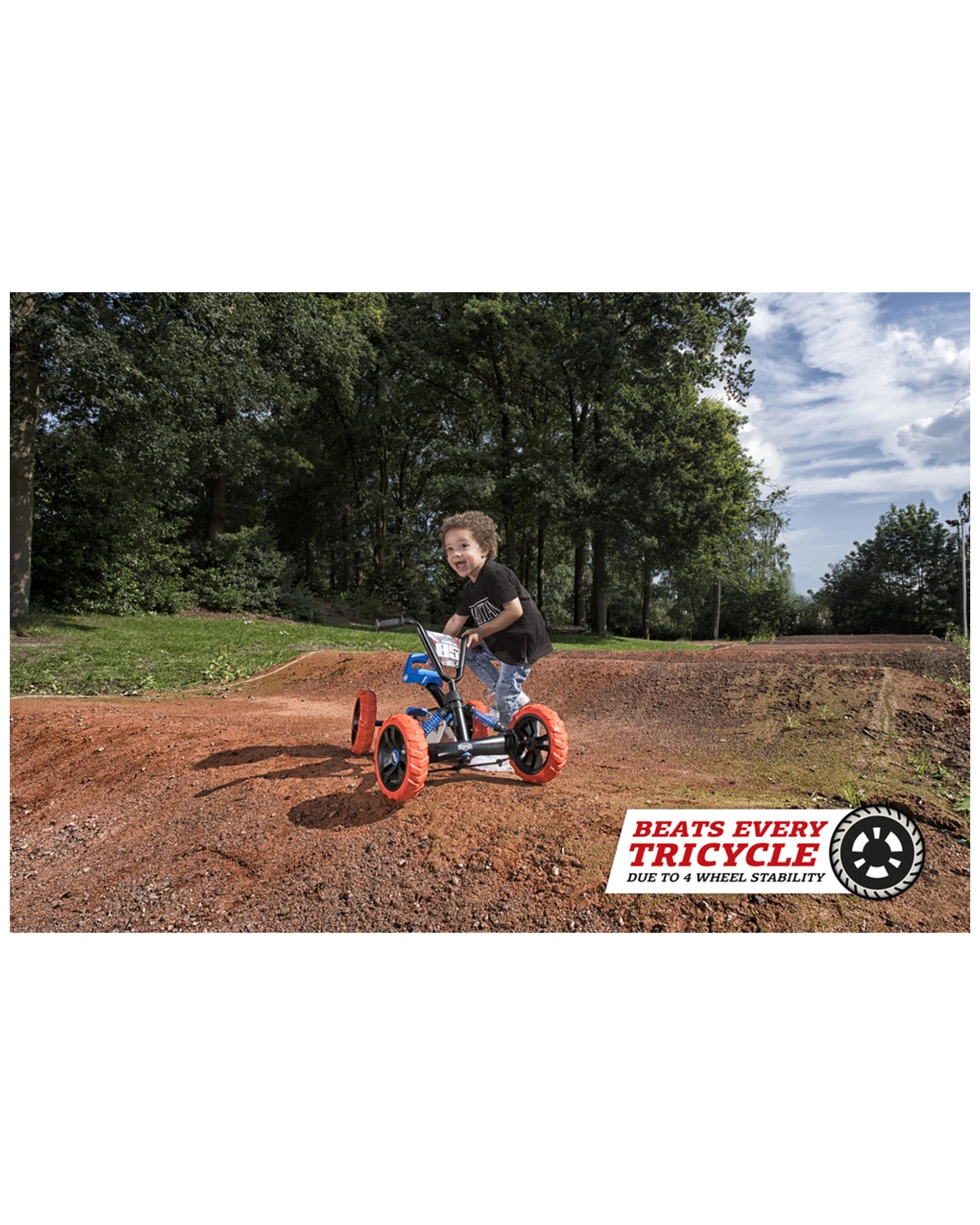 5 Berg Buzzy Nitro Kids Pedal Go Kart Orange Blue 2-5 Years Stable Adjustable Seat Eva Tyres - Orange, 5 of 5