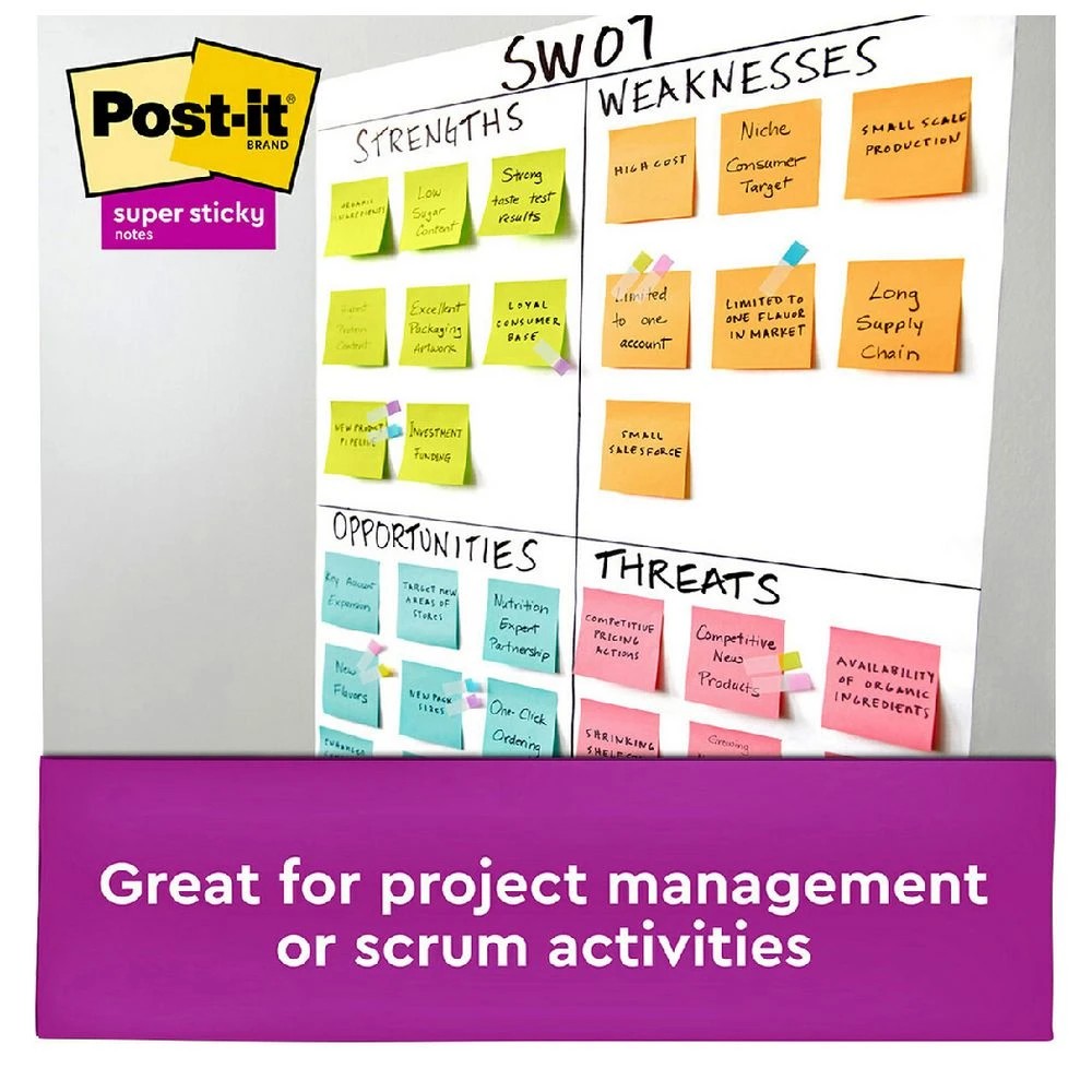 7 Post-it Super Sticky Notes 76 x 76mm Supernova Neons 10 Pack, 7 of 10