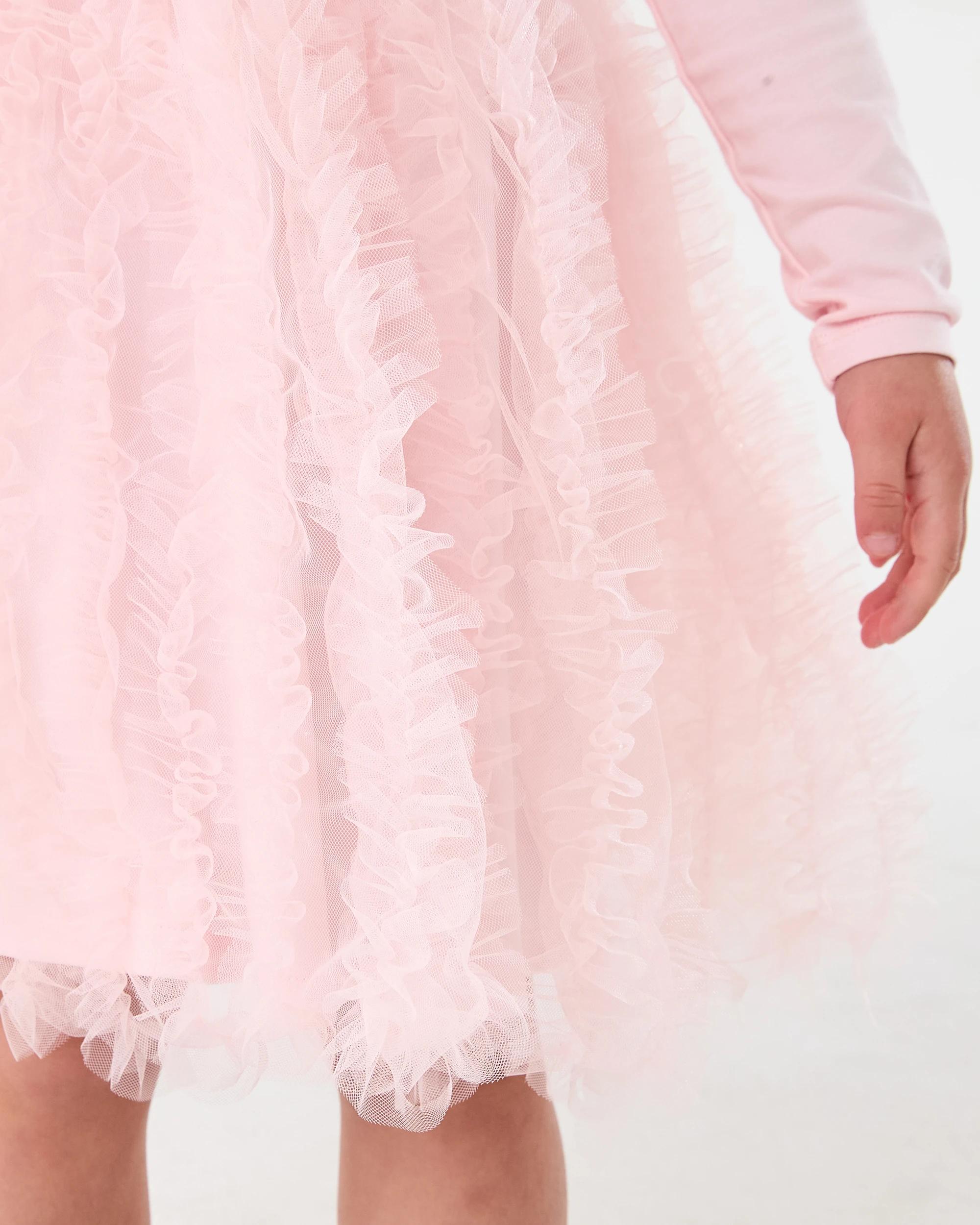 7 Long Sleeve Rib Tutu Dress Pnk Bow, 7 of 9