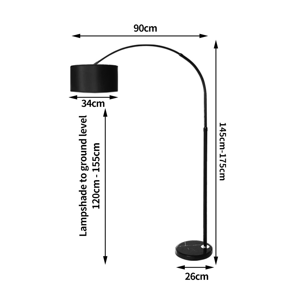 3 220V 60W Iron+Marble+Cloth Floor Lamp Black Stand Black Lamp, 3 of 7