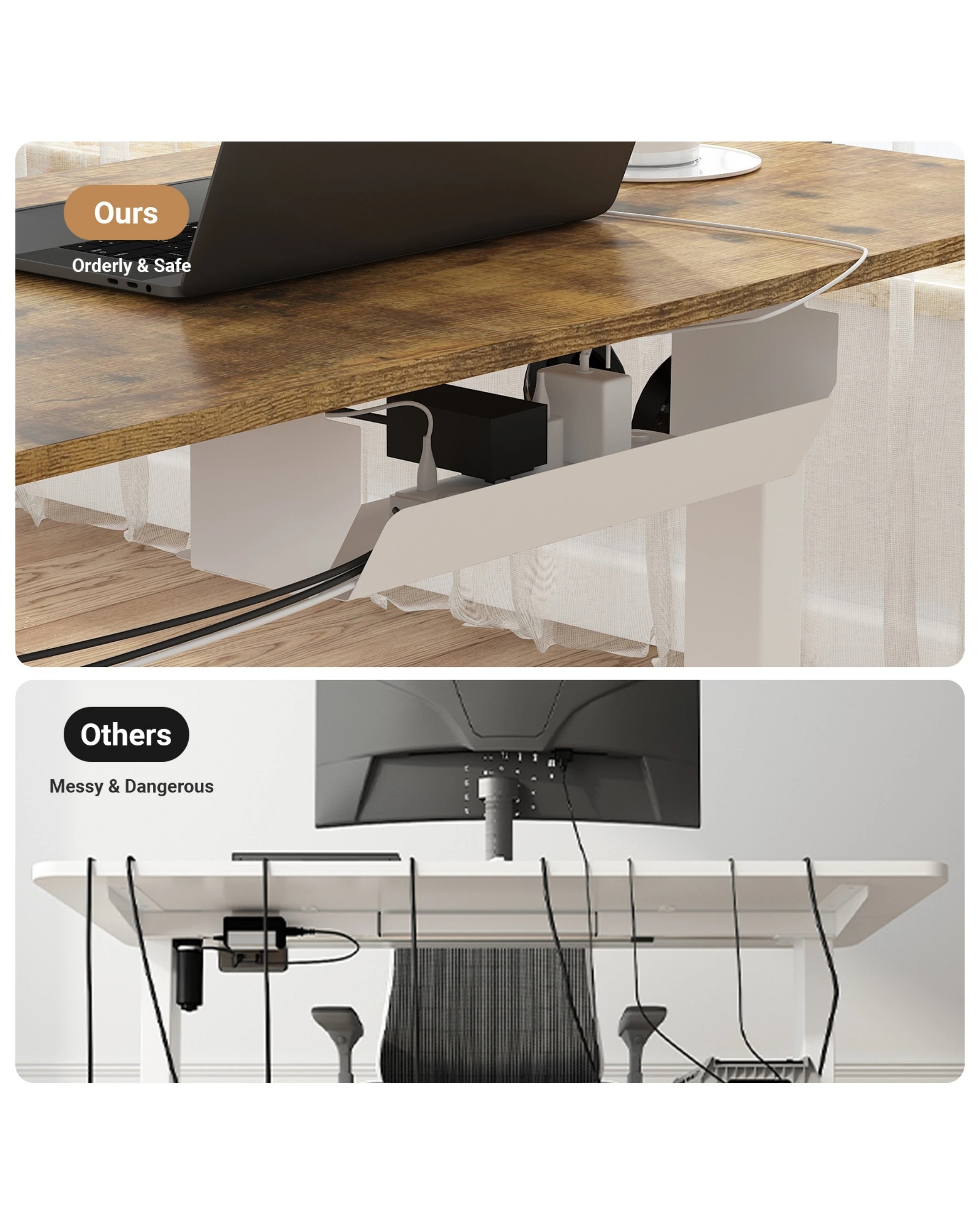 4 dvwin Electric Standing Desk Height Adjustable - Brown, 4 of 6