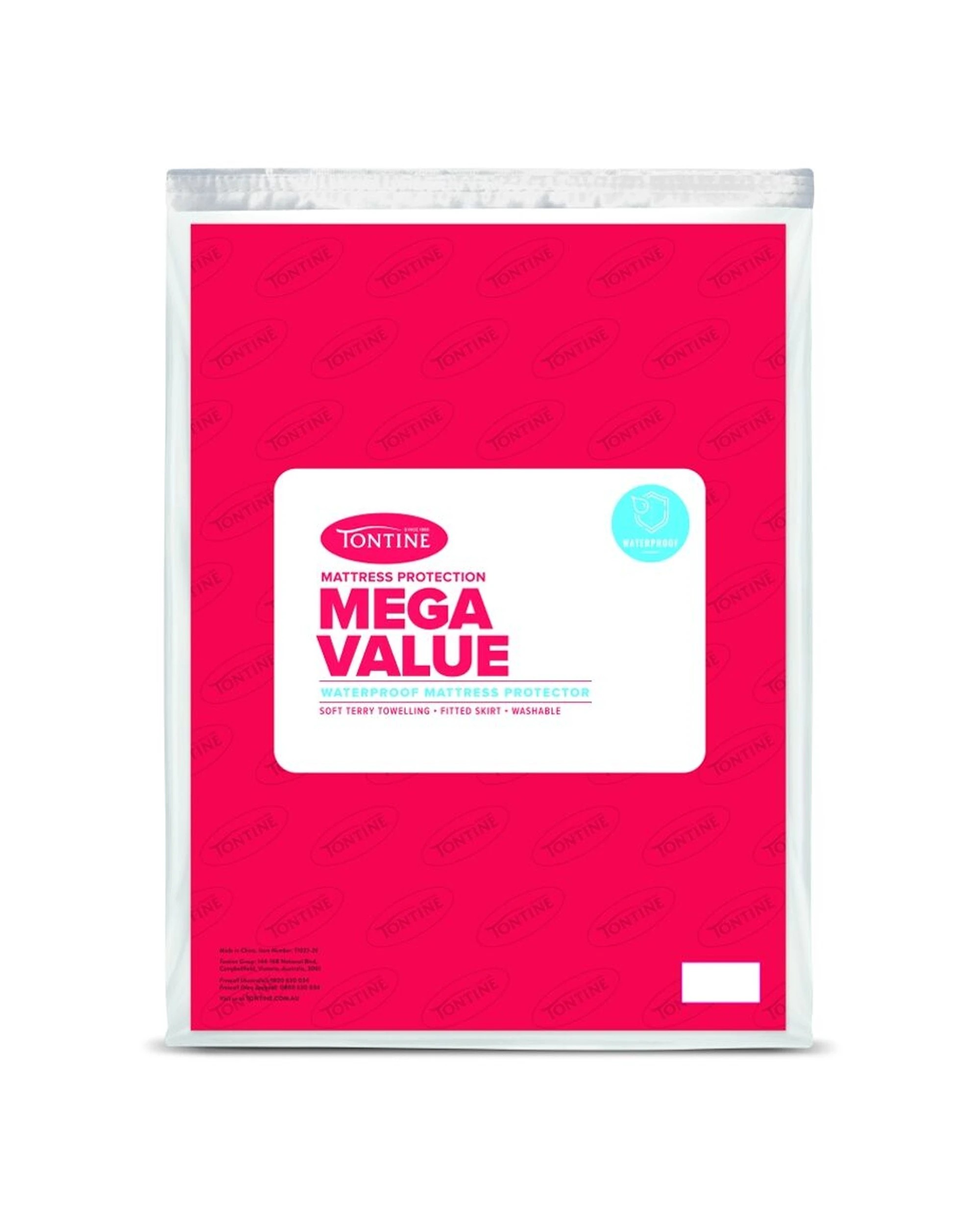 1 Tontine Mega Value Terry Towelling Waterproof Mattress Protector - King Bed - White, 1 of 3