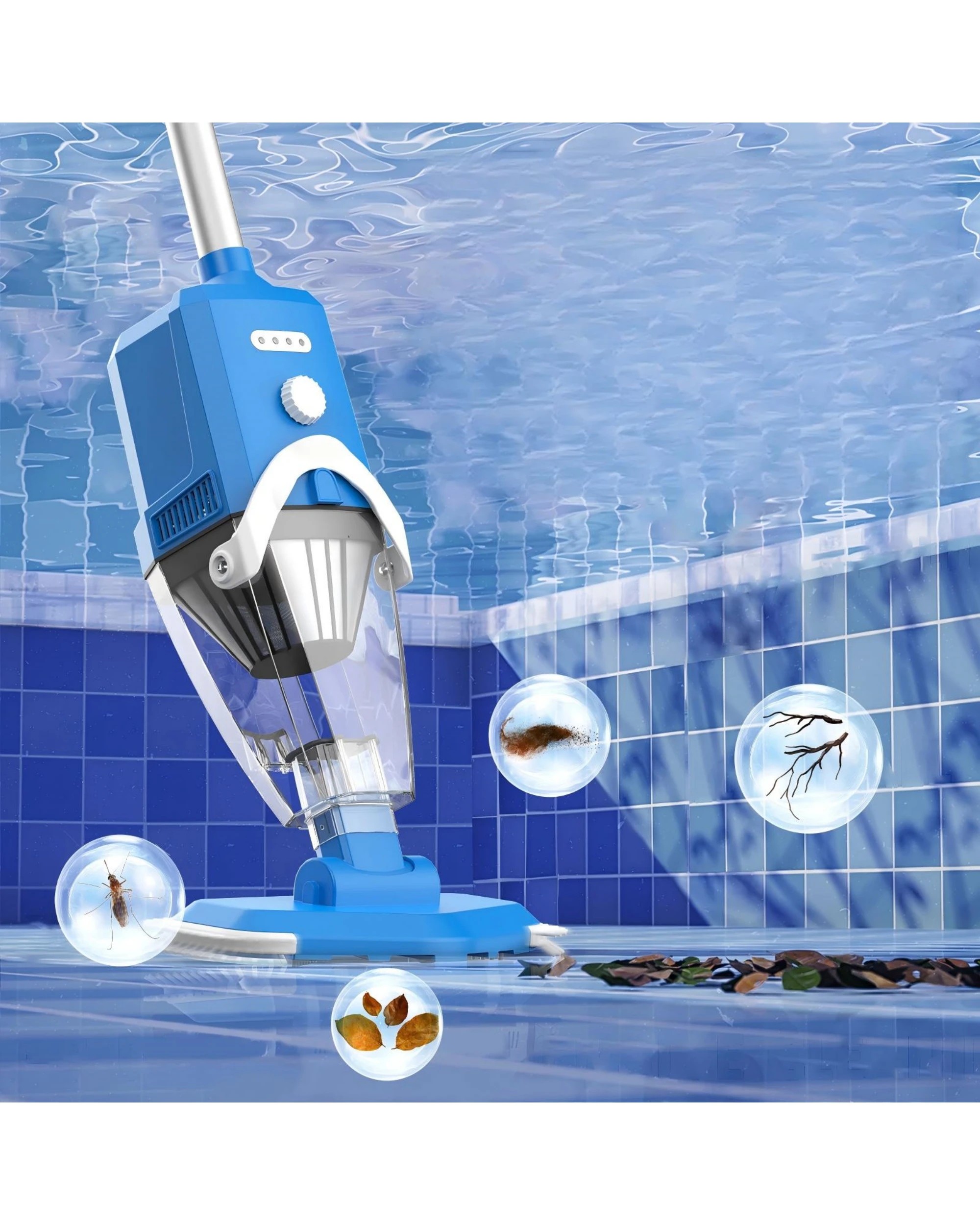 7 Advwin Rechargeable Pool Vacuum Cleaner with Telescopic Pole - Blue, 7 of 8