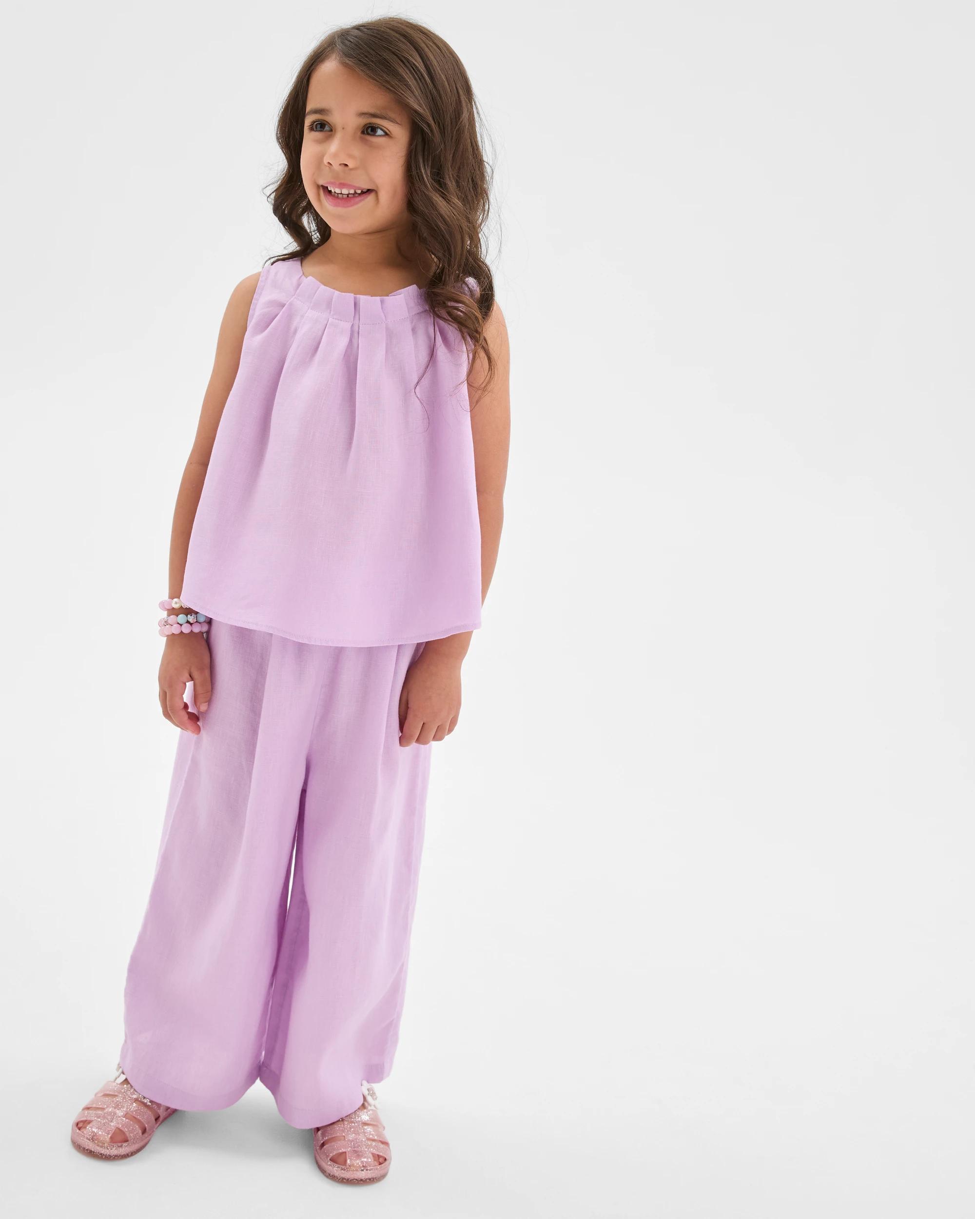 2 Target Kids European Linen Co-ord Tank Top PURPLE, 2 of 6