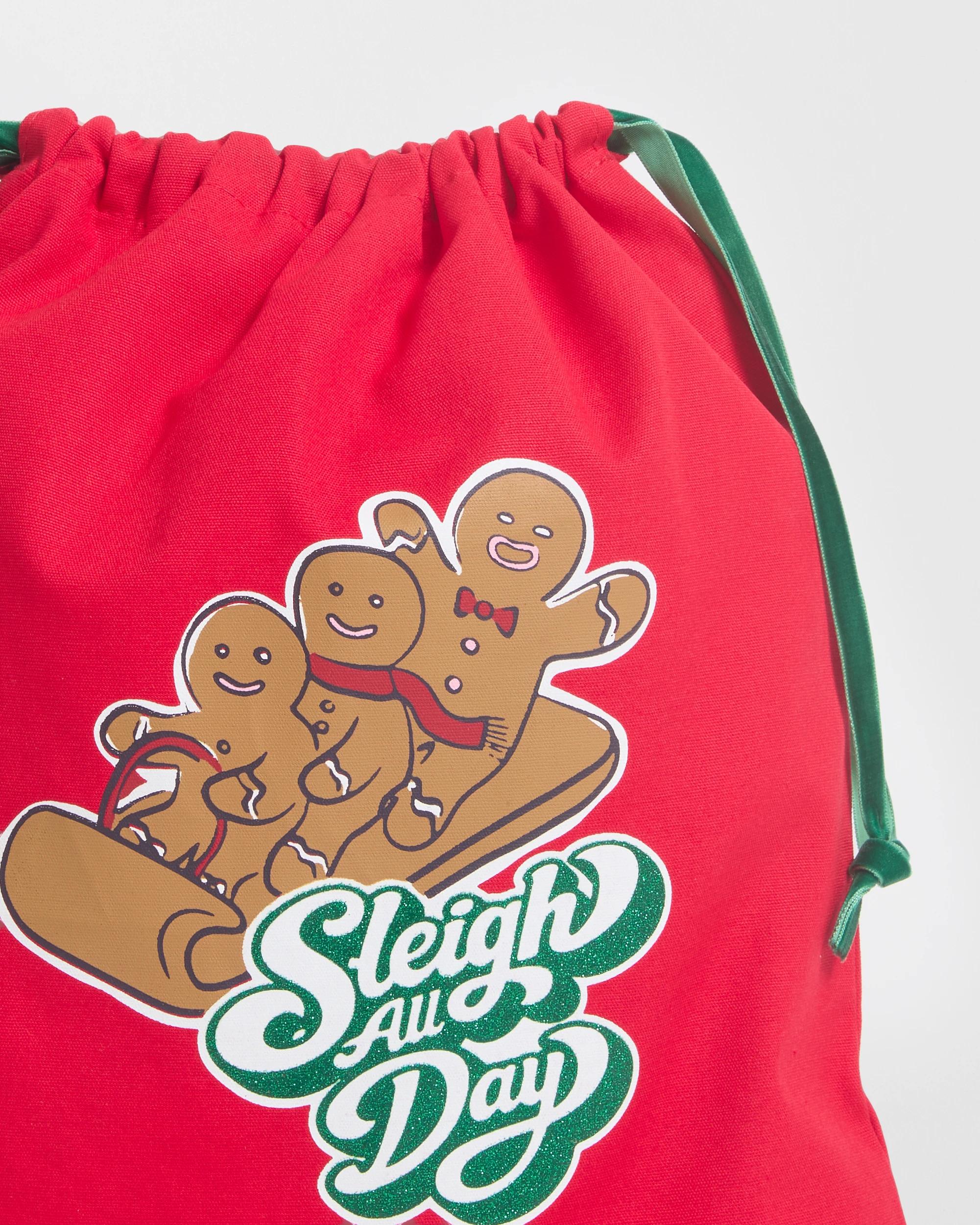 2 Target Kids Christmas Sleigh The Day Drawstring Bag RED, 2 of 4