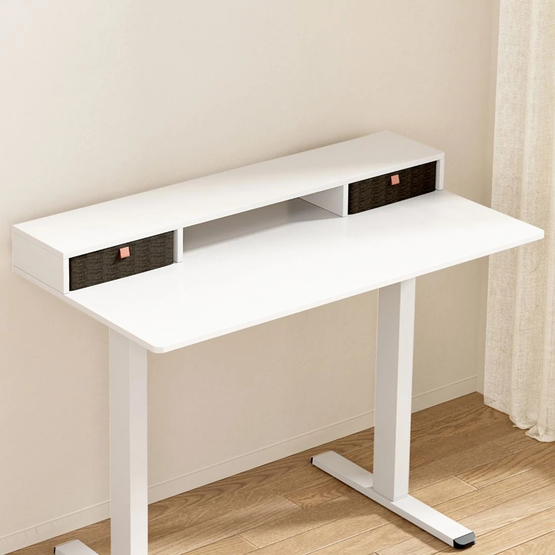 3 Artiss Standing Desk Desktop Storage Rack Shelf Removable Bookshelf Drawer 120cm - White, 3 of 4