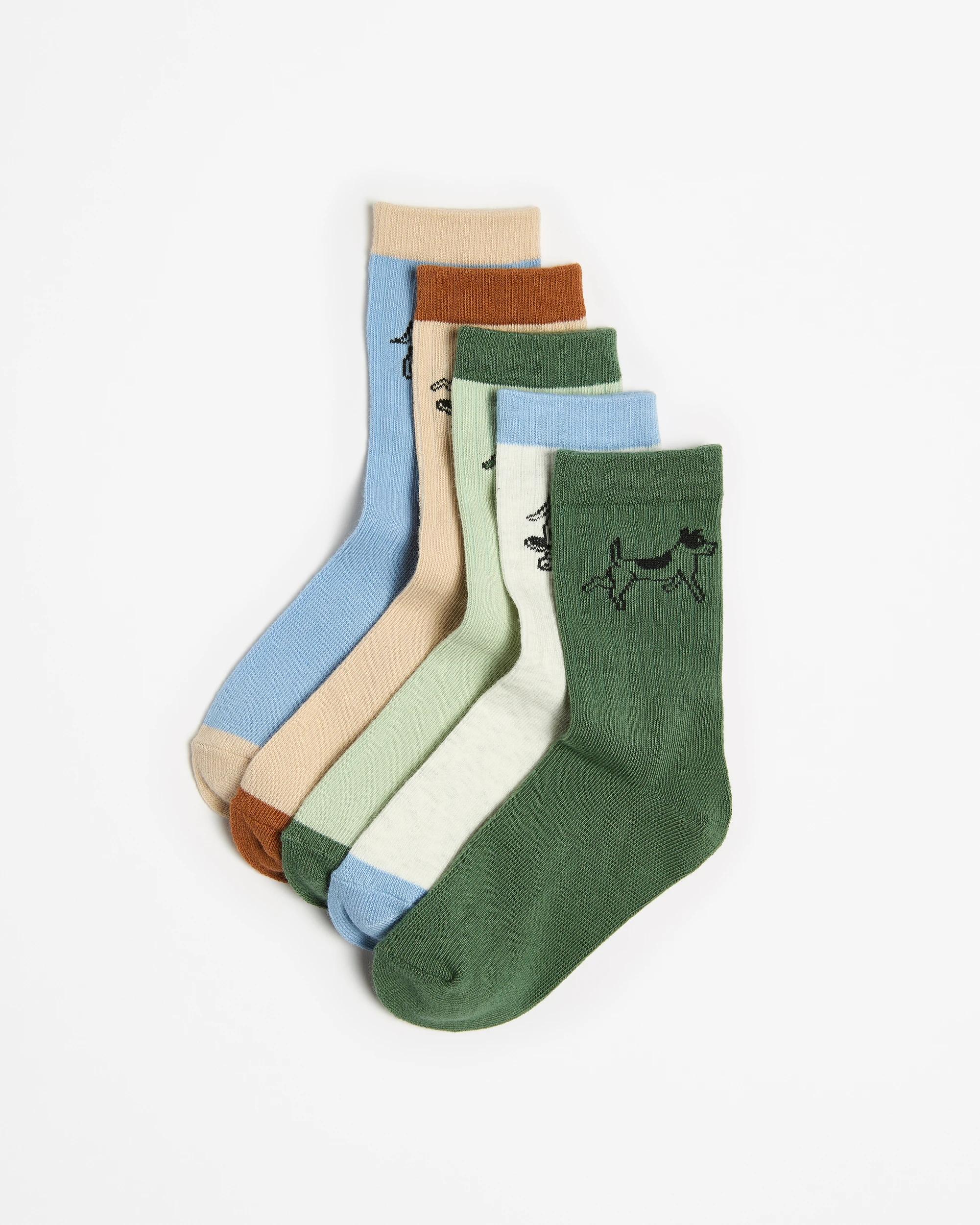 1 Australian Cotton Blend Boys Crew Cut Socks 5 Pack - Maxx DOGS, 1 of 3