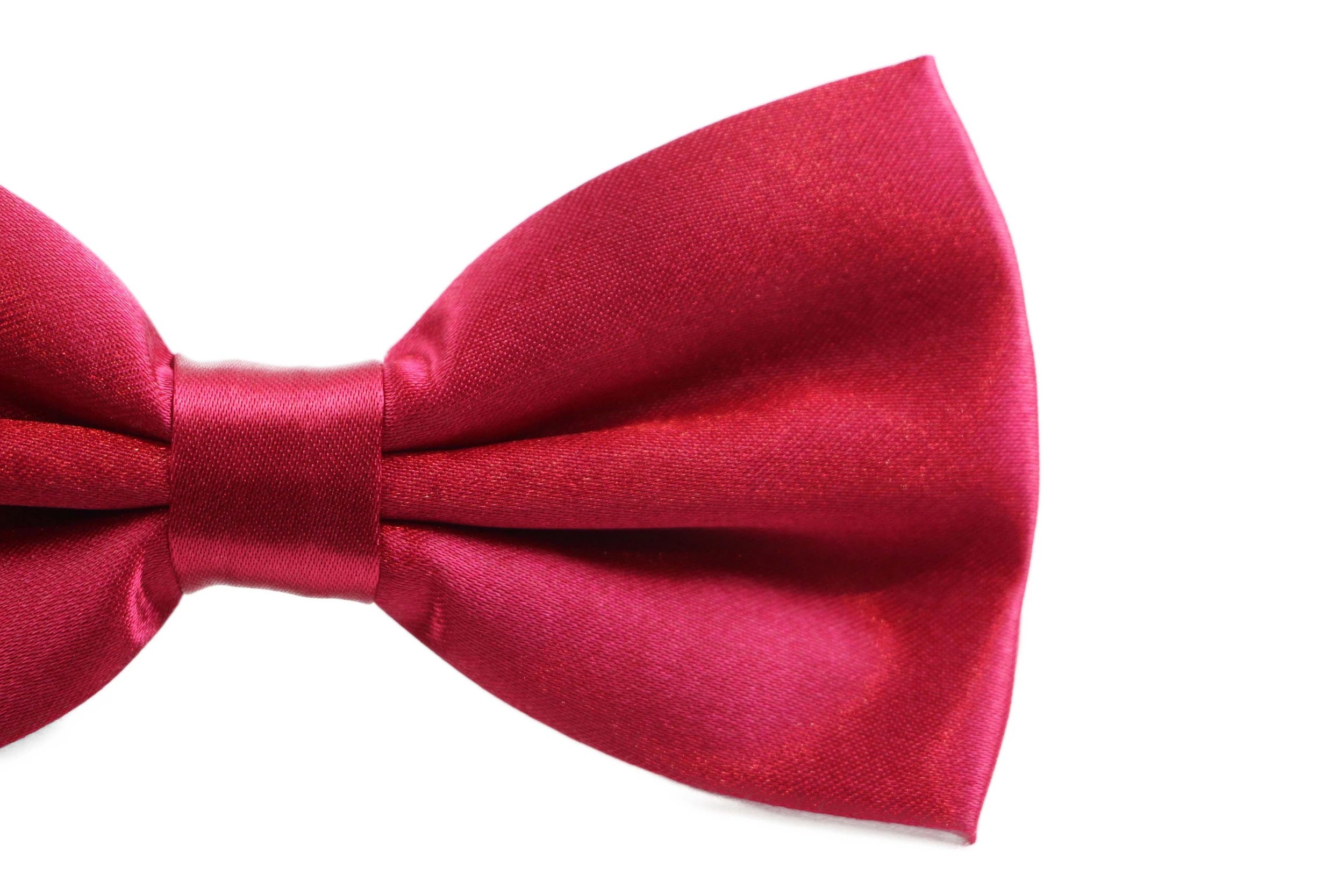 3 Zasel Mens Dark Red Solid Plain Colour Bow Tie - Red, 3 of 3