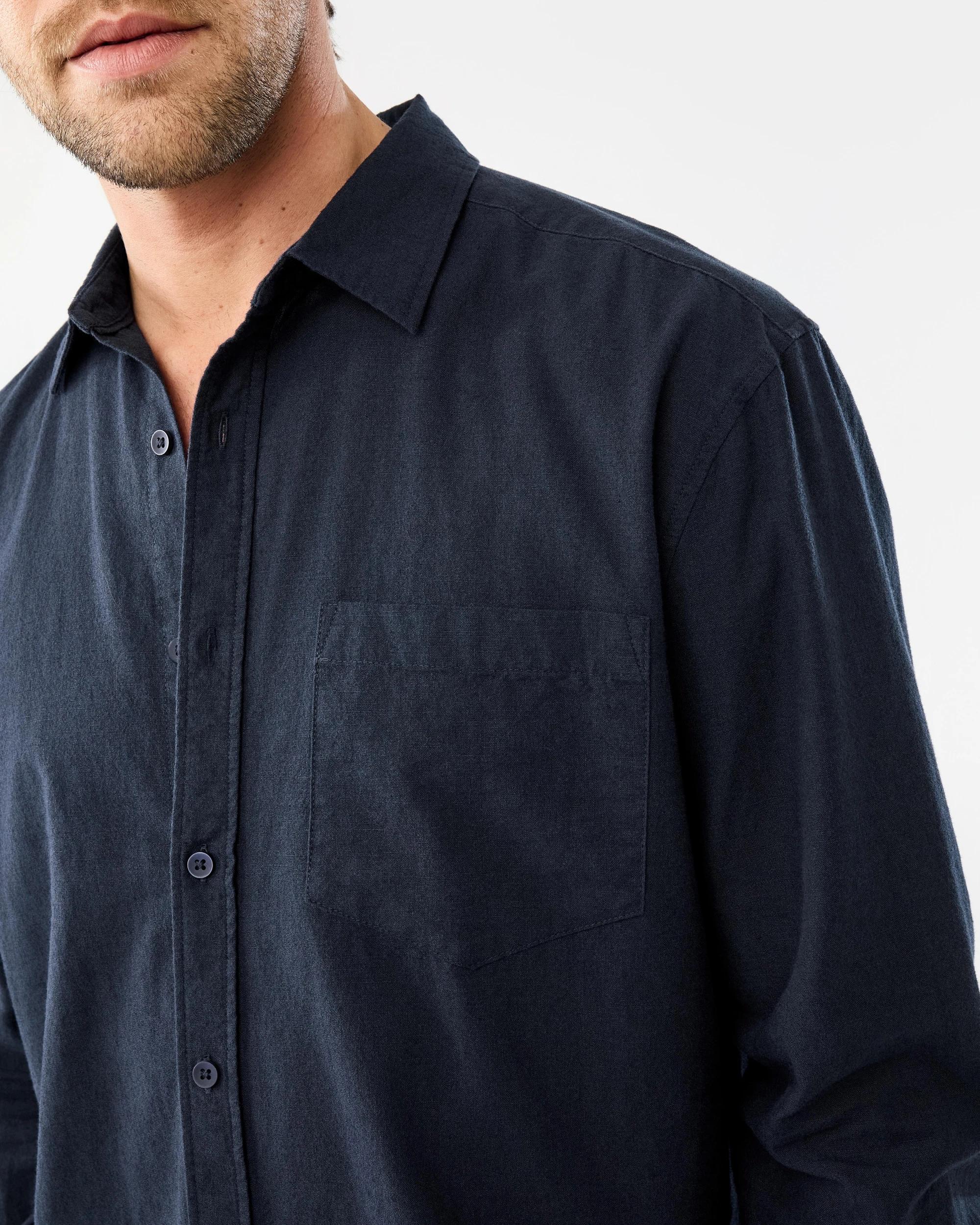 7 Long Sleeve Cotton Linen Shirt Sky Cptn, 7 of 9