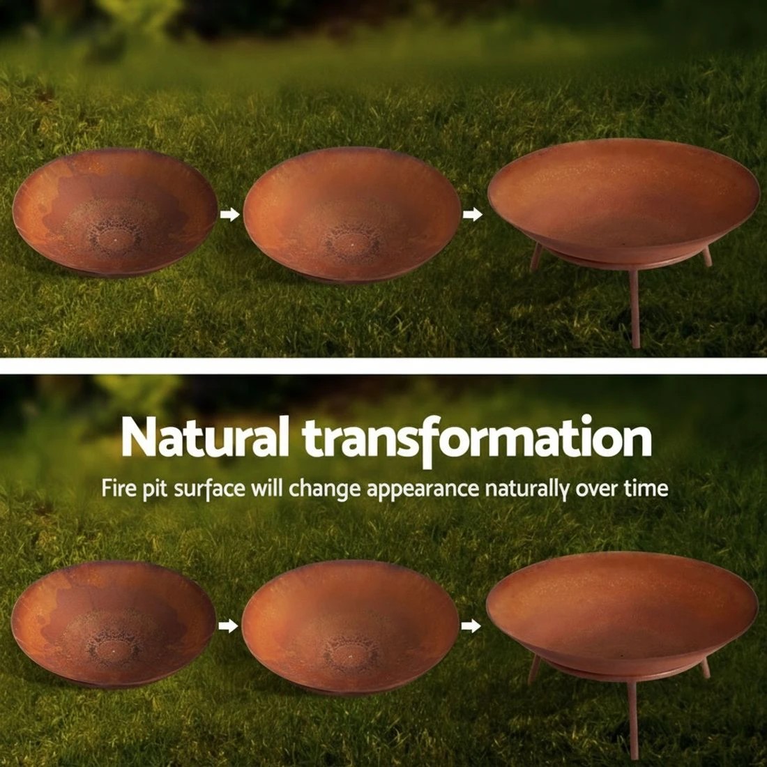 5 Grillz 56cm Fire Pit Iron Rustic Bowl Outdoor - Multi, 5 of 6