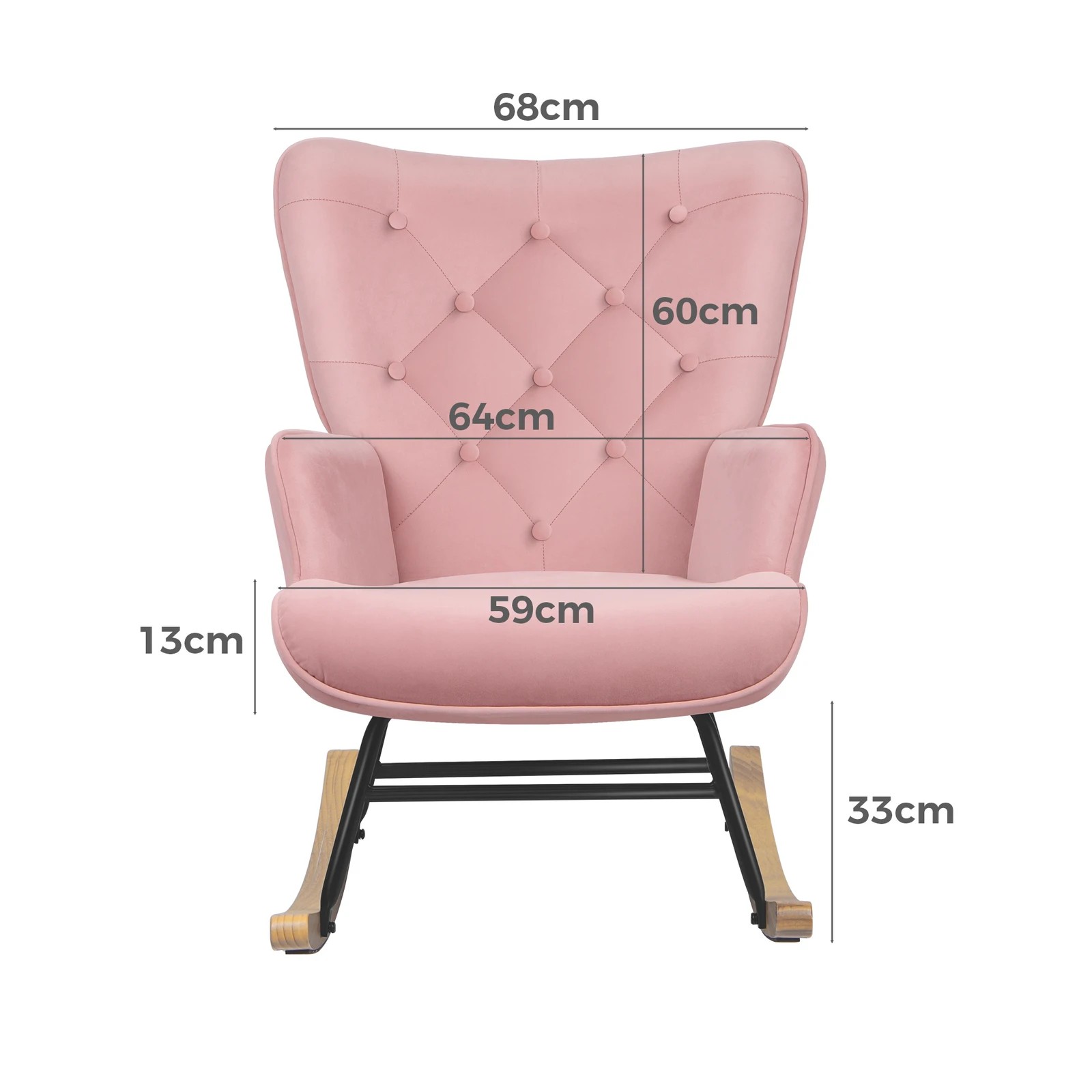 7 Alfordson Rocking Chair Armchair Accent Feeding Chair Lounge Tufted Sofa - Pink, 7 of 10