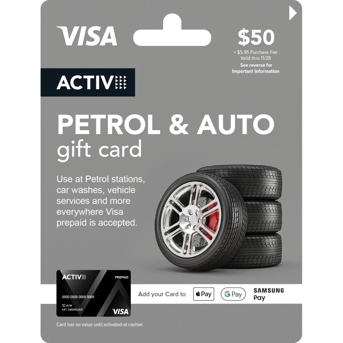 1 Activ VISA $50 Petrol and Auto Gift Card