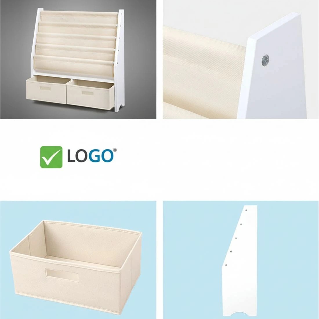 8 Keezi 4 Tiers Kids Bookshelf Magazine Rack Children Bookcase Organiser Drawer Kids Bookshelf Organizer - White, 8 of 10