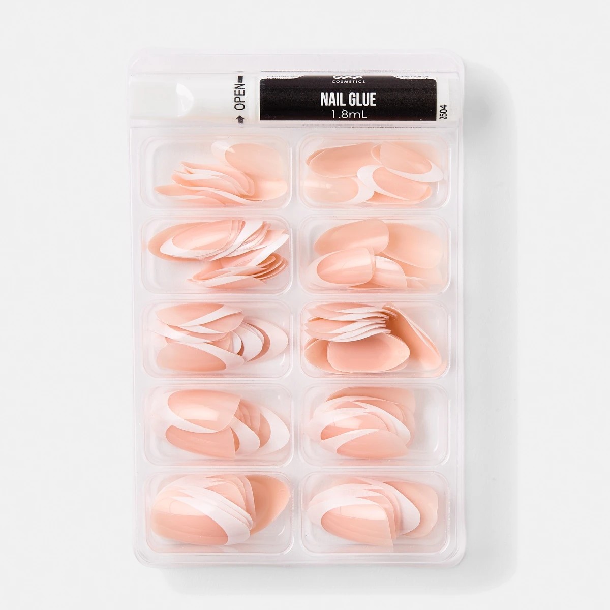 3 OXX Cosmetics 100 Pack Artificial Nails with Adhesive - Almond Shape, French Tip, 3 of 5