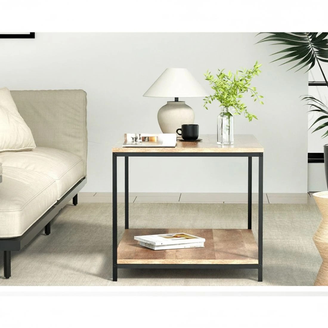 5 Artiss Coffee Table Rectangular 93CM Walnut Olin - Multi, 5 of 8