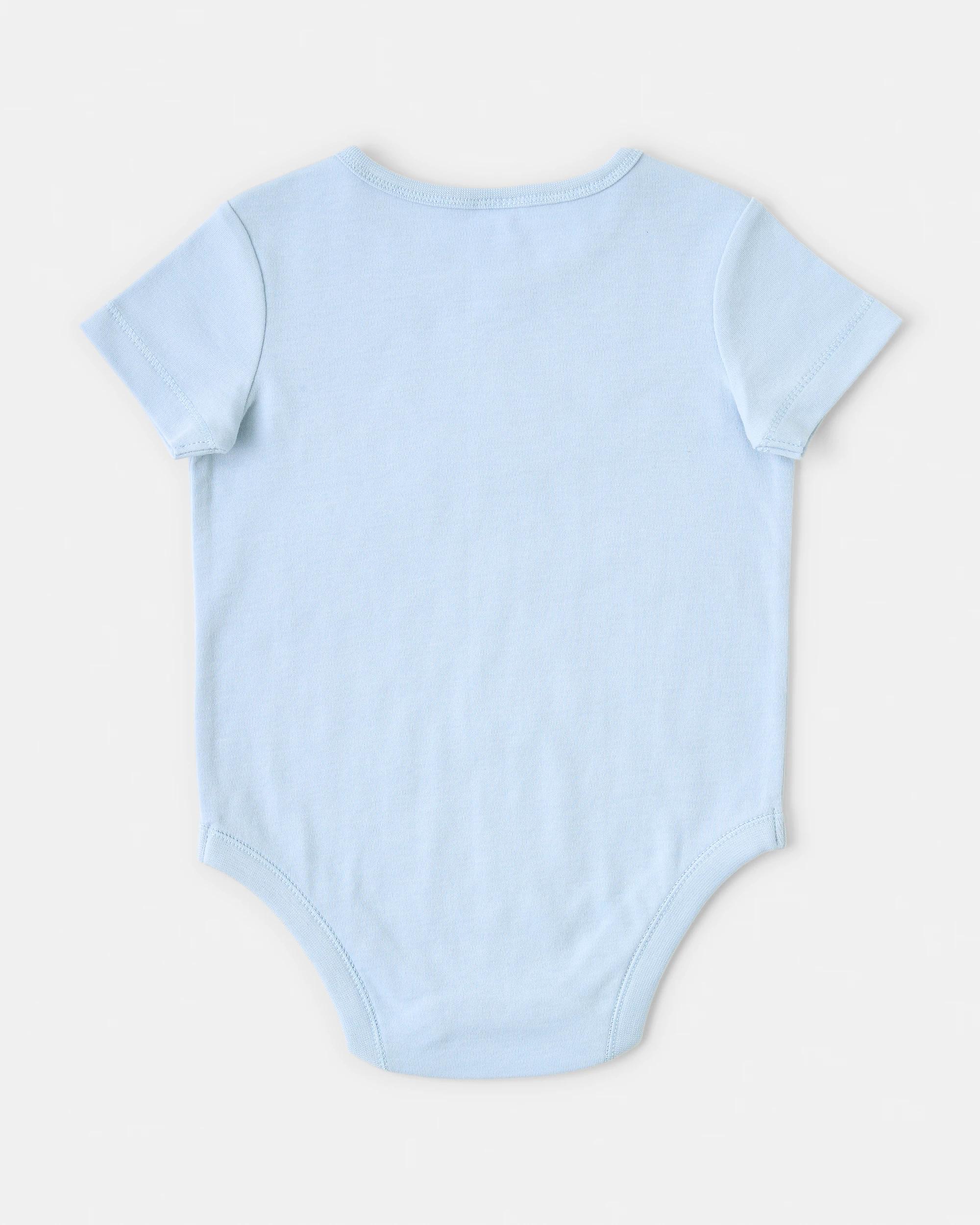 2 Cotton Short Sleeve Print Bodysuit Blu Daddy, 2 of 3