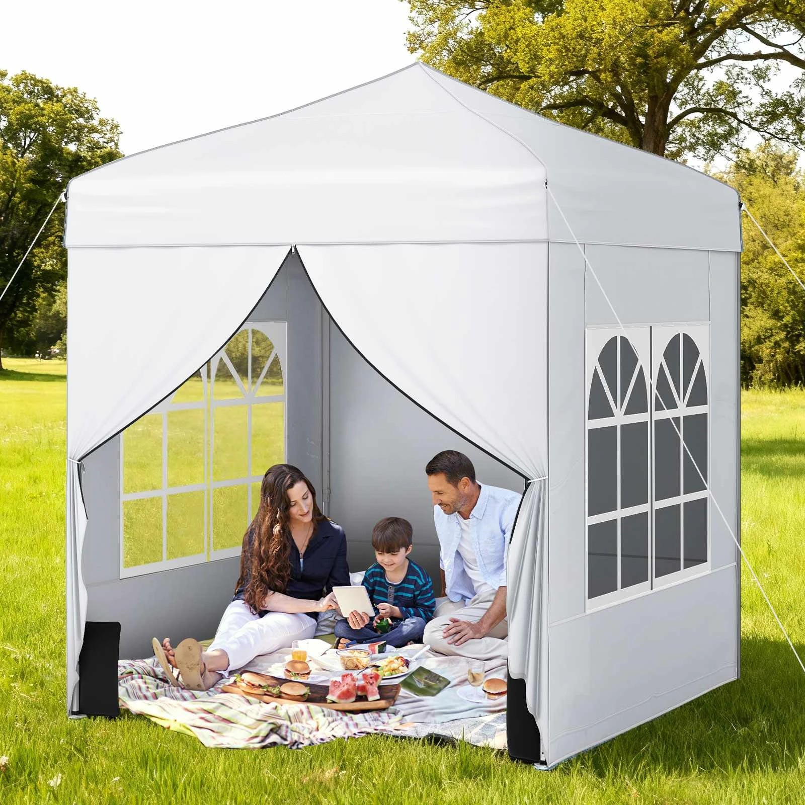 3 Costway 2x2M Pop up Canopy Tent Gazebo w/4 Sidewall - White, 3 of 3