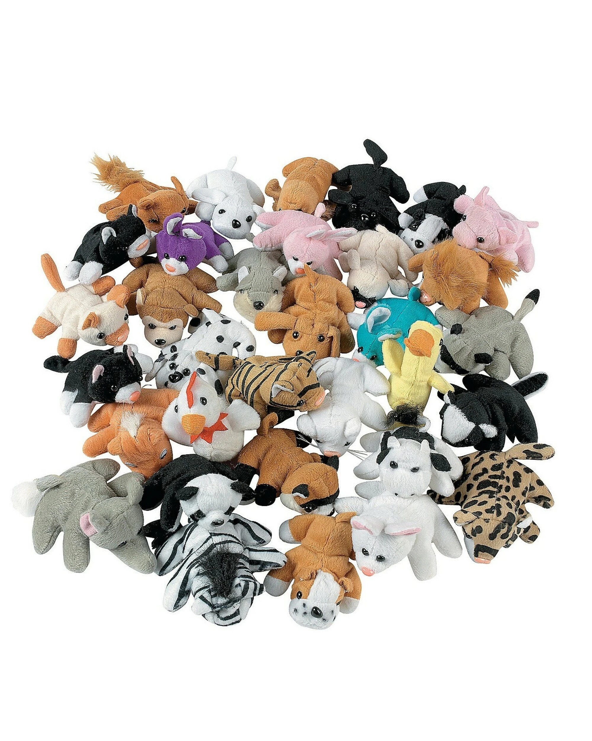 1 Partyrama Mini Plush Animals Bulk Pack of 50, 1 of 2